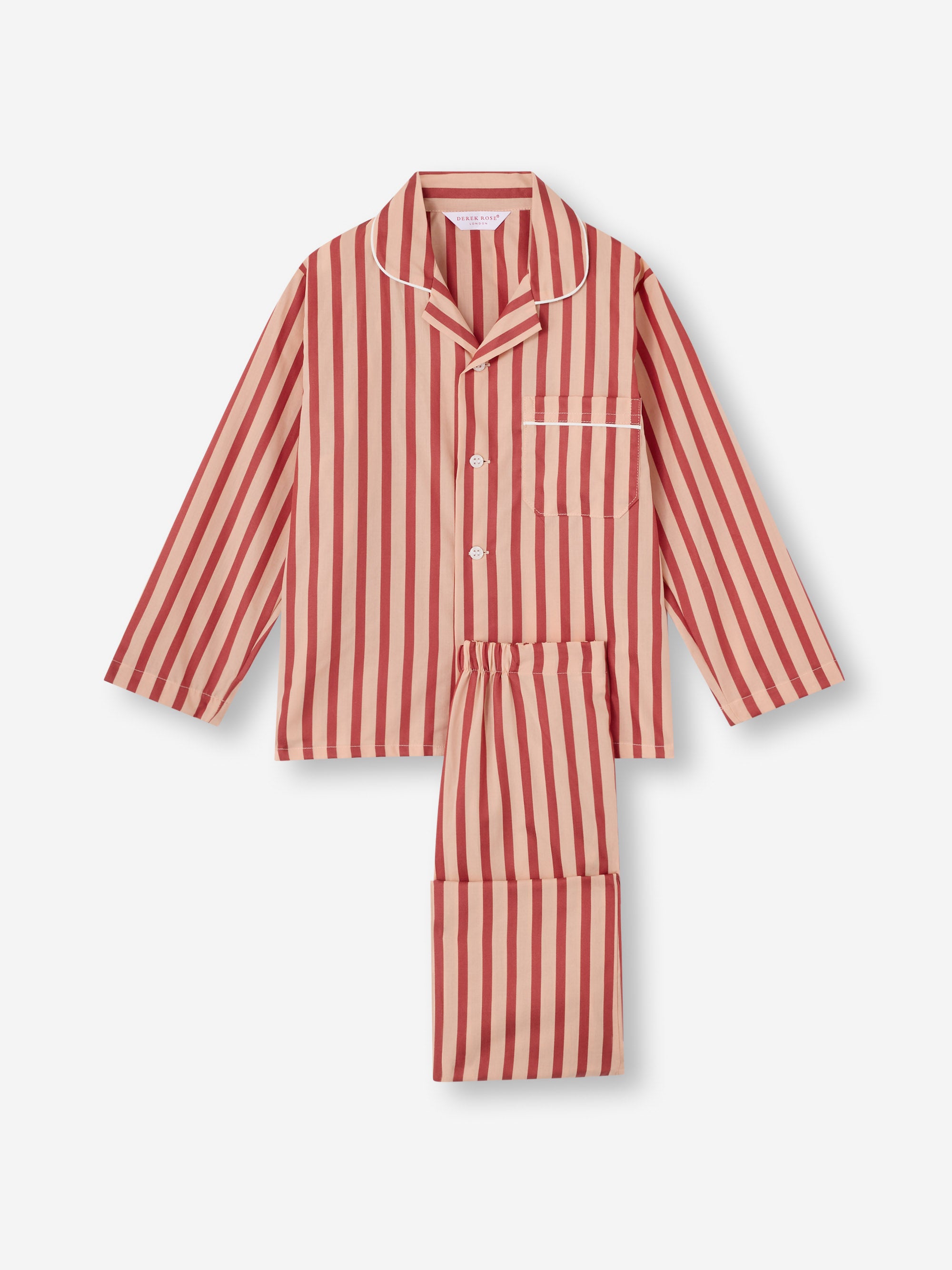 Kids' Pyjamas Capri Cotton Batiste Red & Peach Stripe