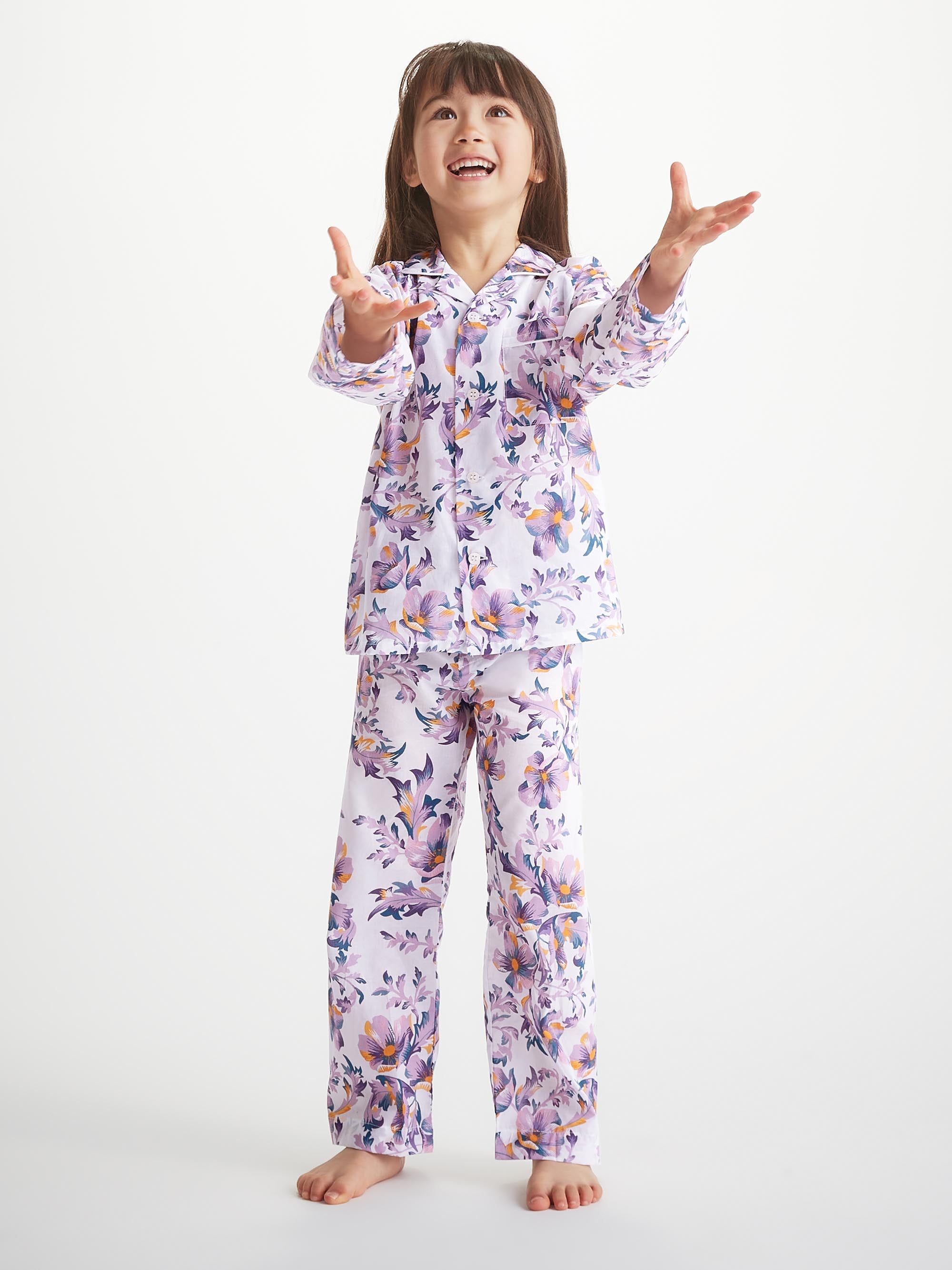 Kids' Pyjamas Cotton Batiste White Wildflower Print