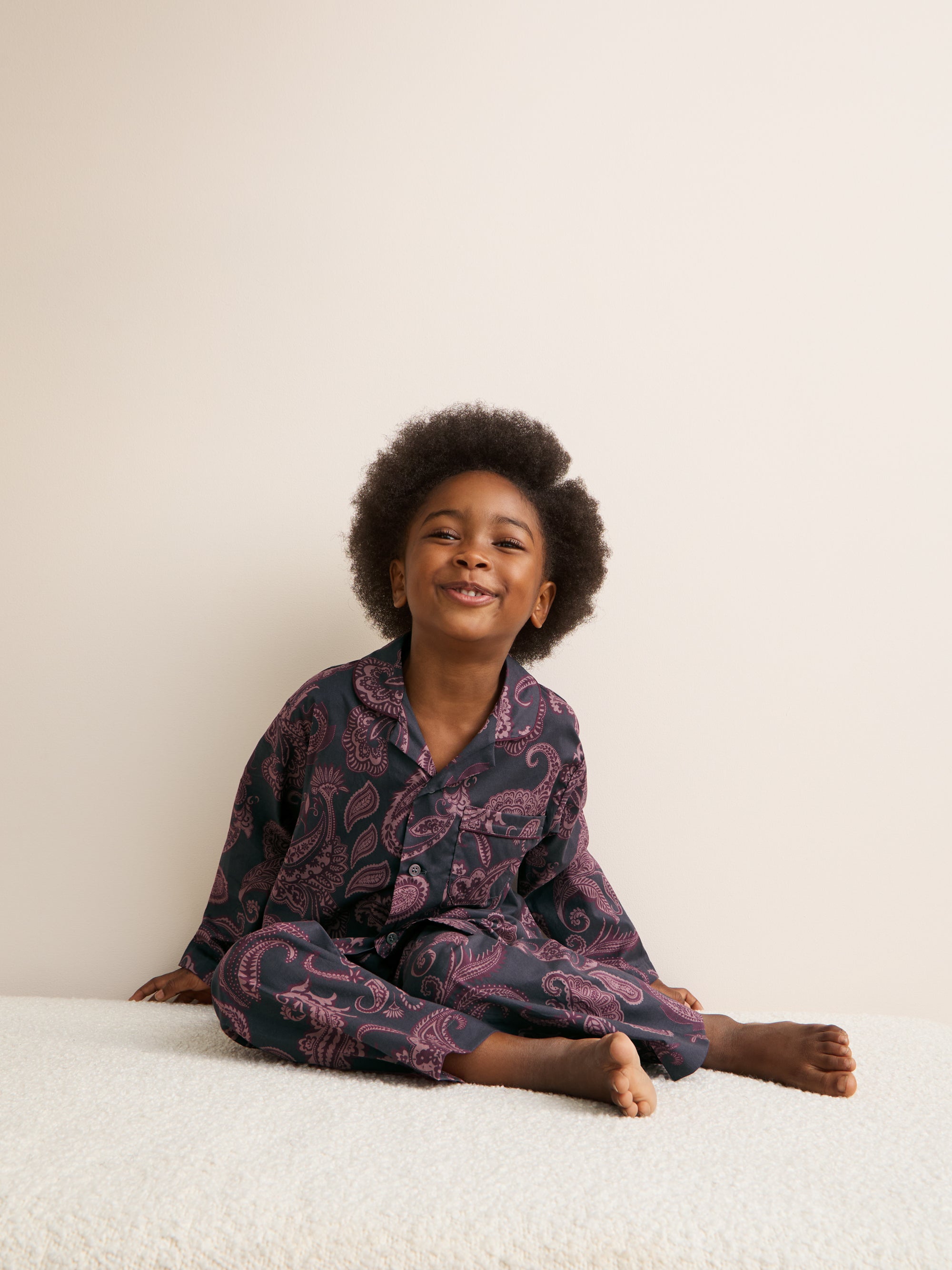 Ledbury Cotton Batiste Pyjamas Night Grey & Wine Paisley