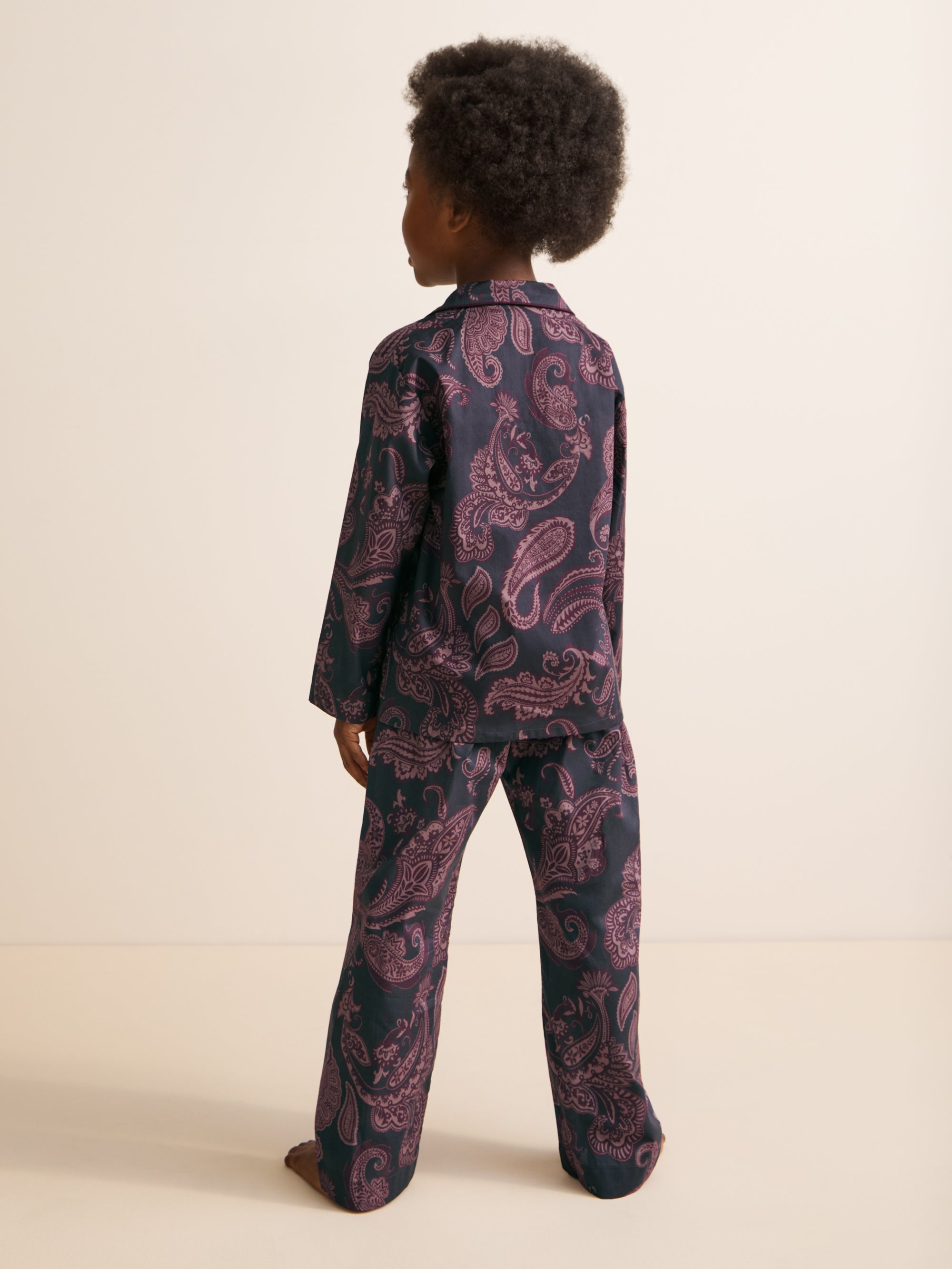 Ledbury Cotton Batiste Pyjamas Night Grey & Wine Paisley