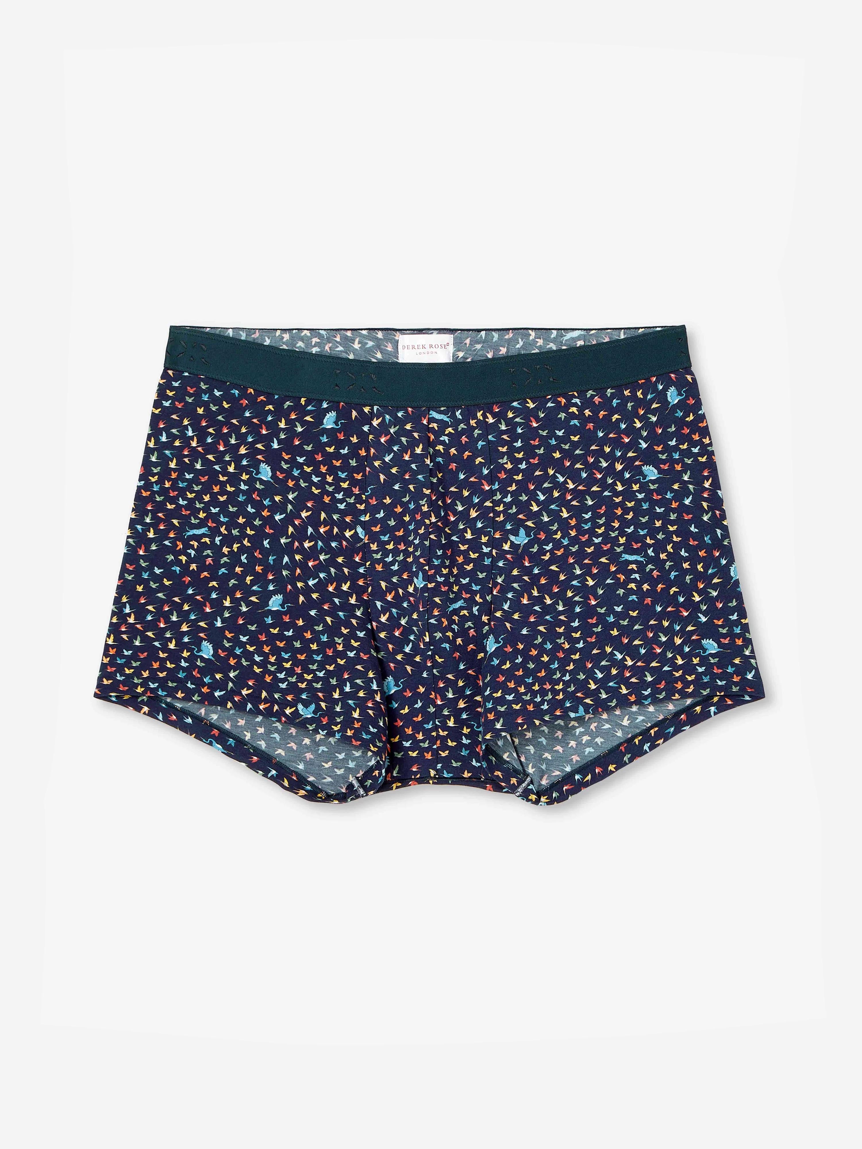 Men's Boxer Briefs Birds Pima Cotton Stretch Navy