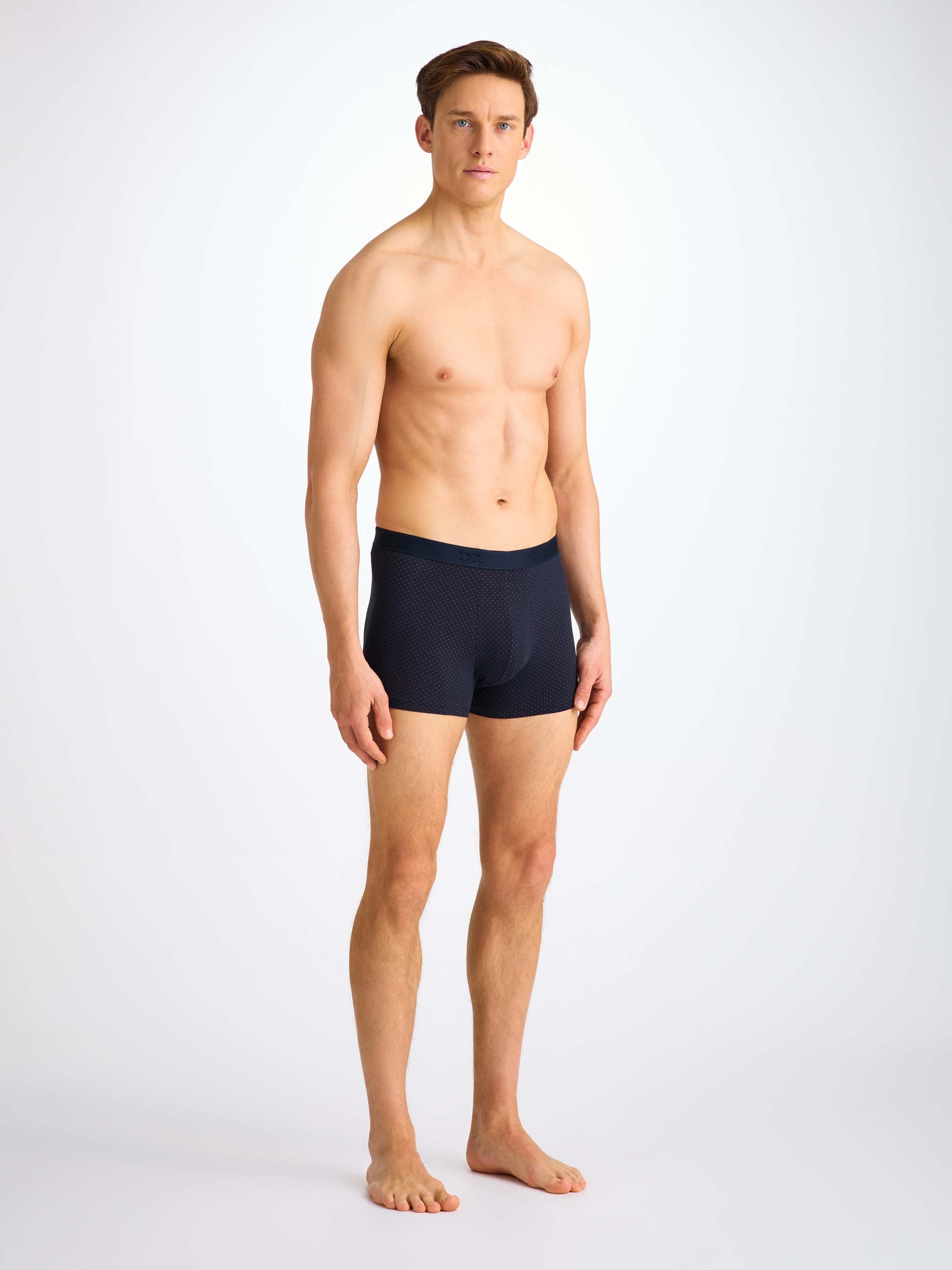 Men's Boxer Briefs Cotton Navy Micro Dot Print