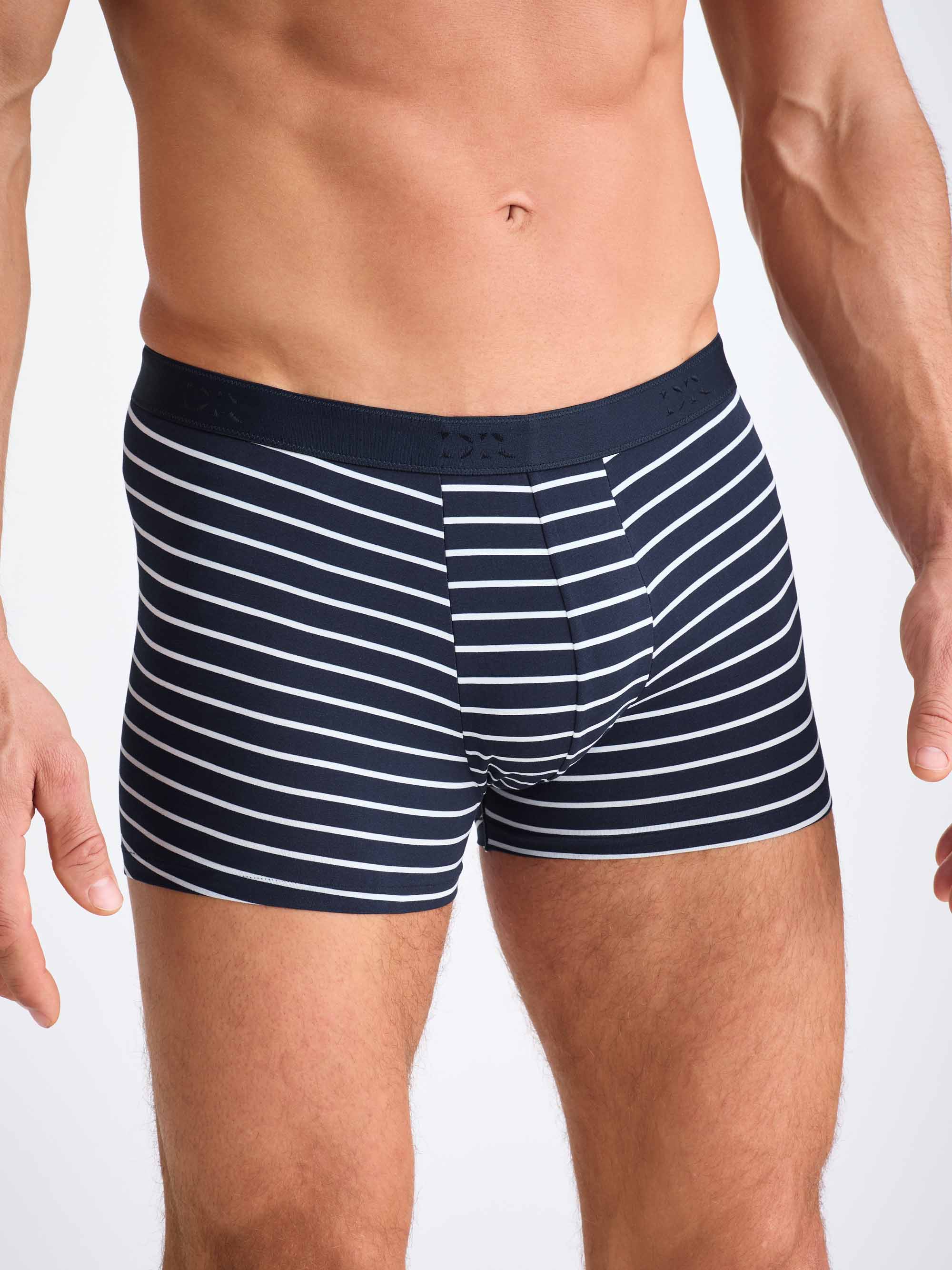 Men's Boxer Briefs Cotton Navy Stripe Print