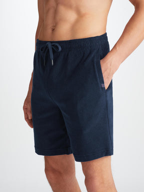 Men's Towelling Shorts Isaac Terry Cotton Navy