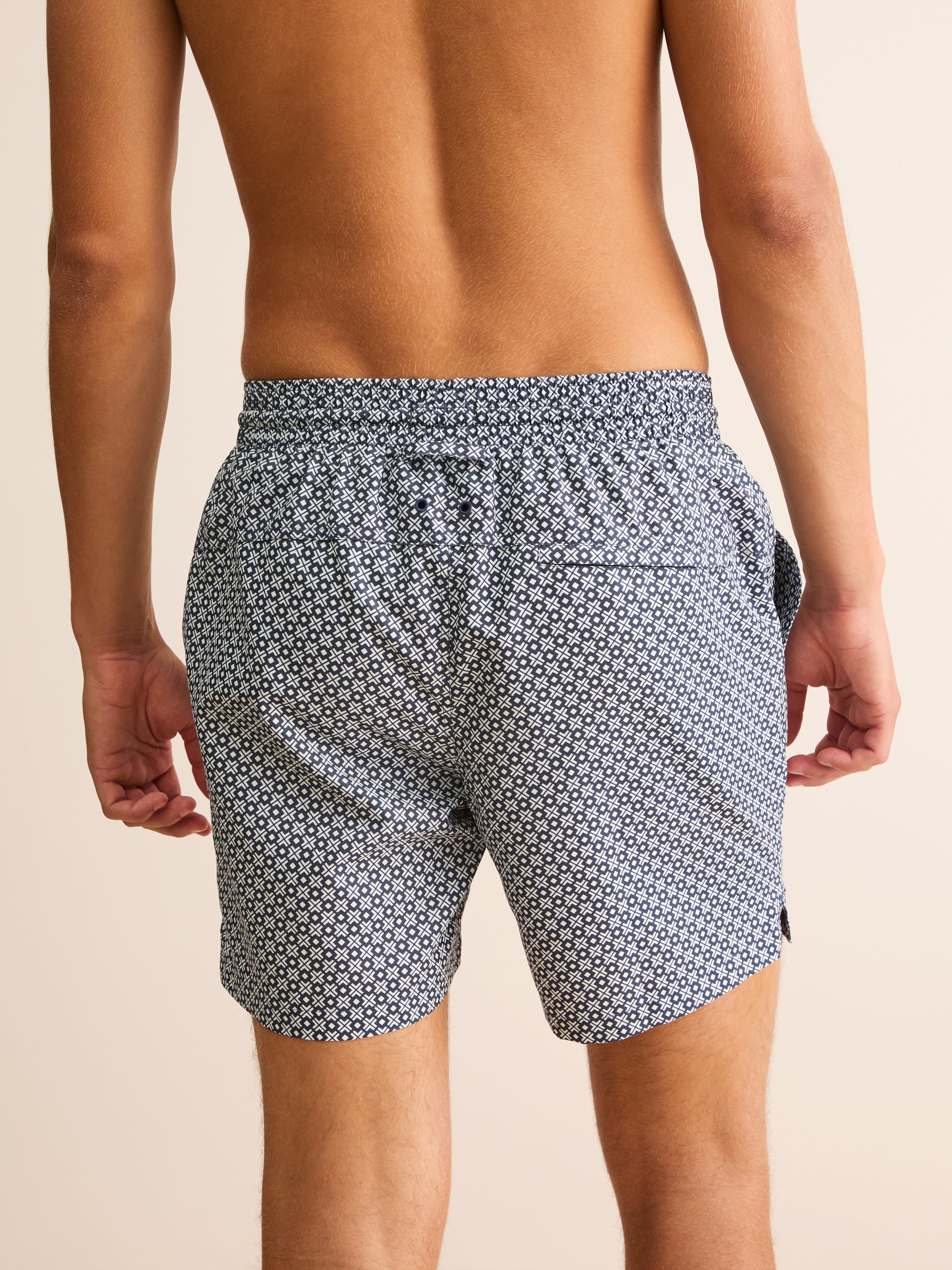 Men's Swim Shorts London Geo Cross Blue & White