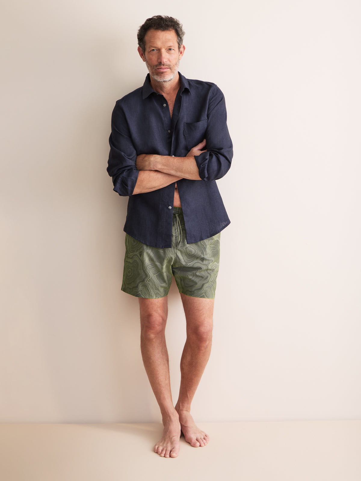 Cabo Swim Shorts Khaki Suminagashi