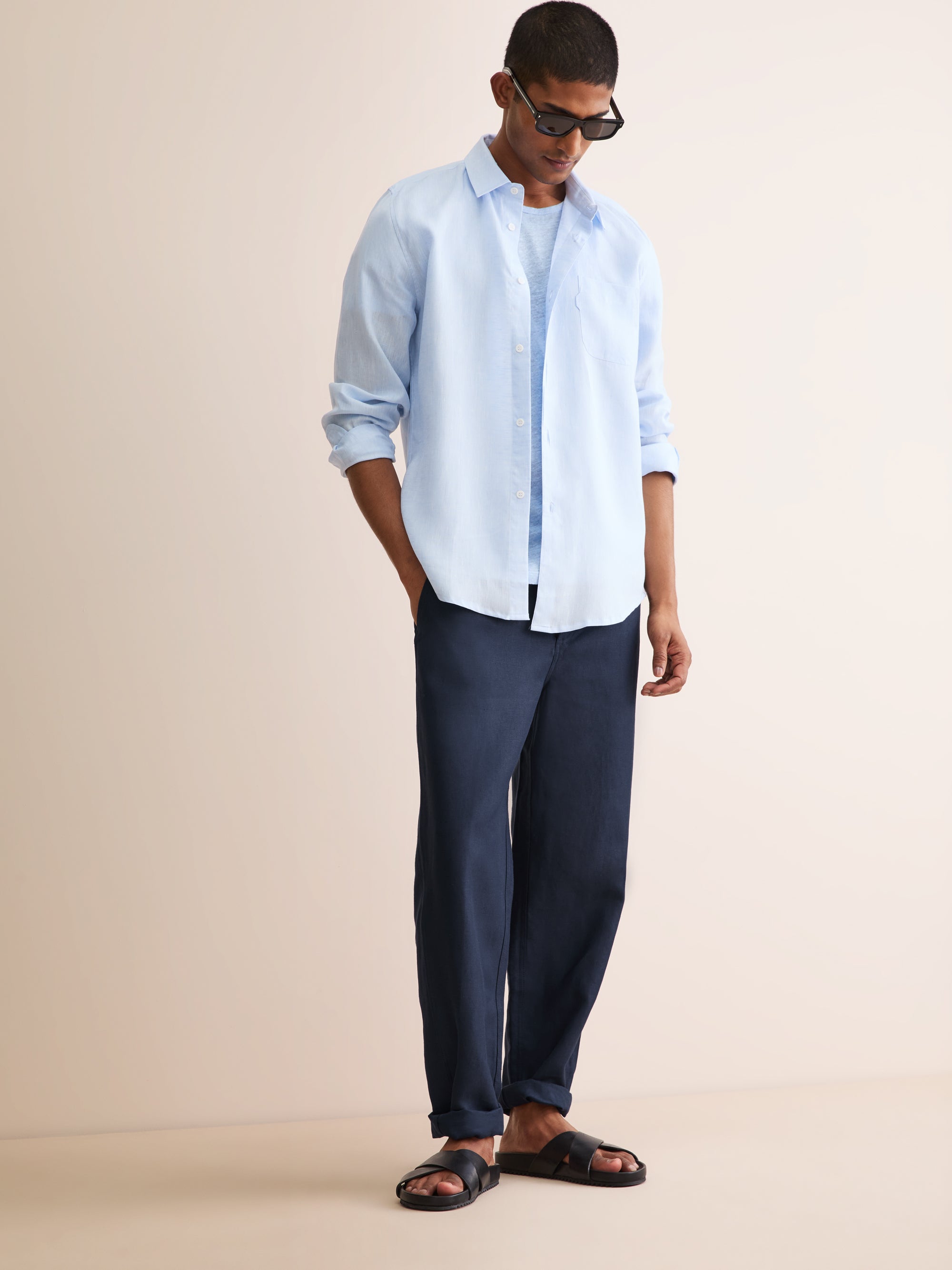 Men's Trousers Sydney Linen Navy