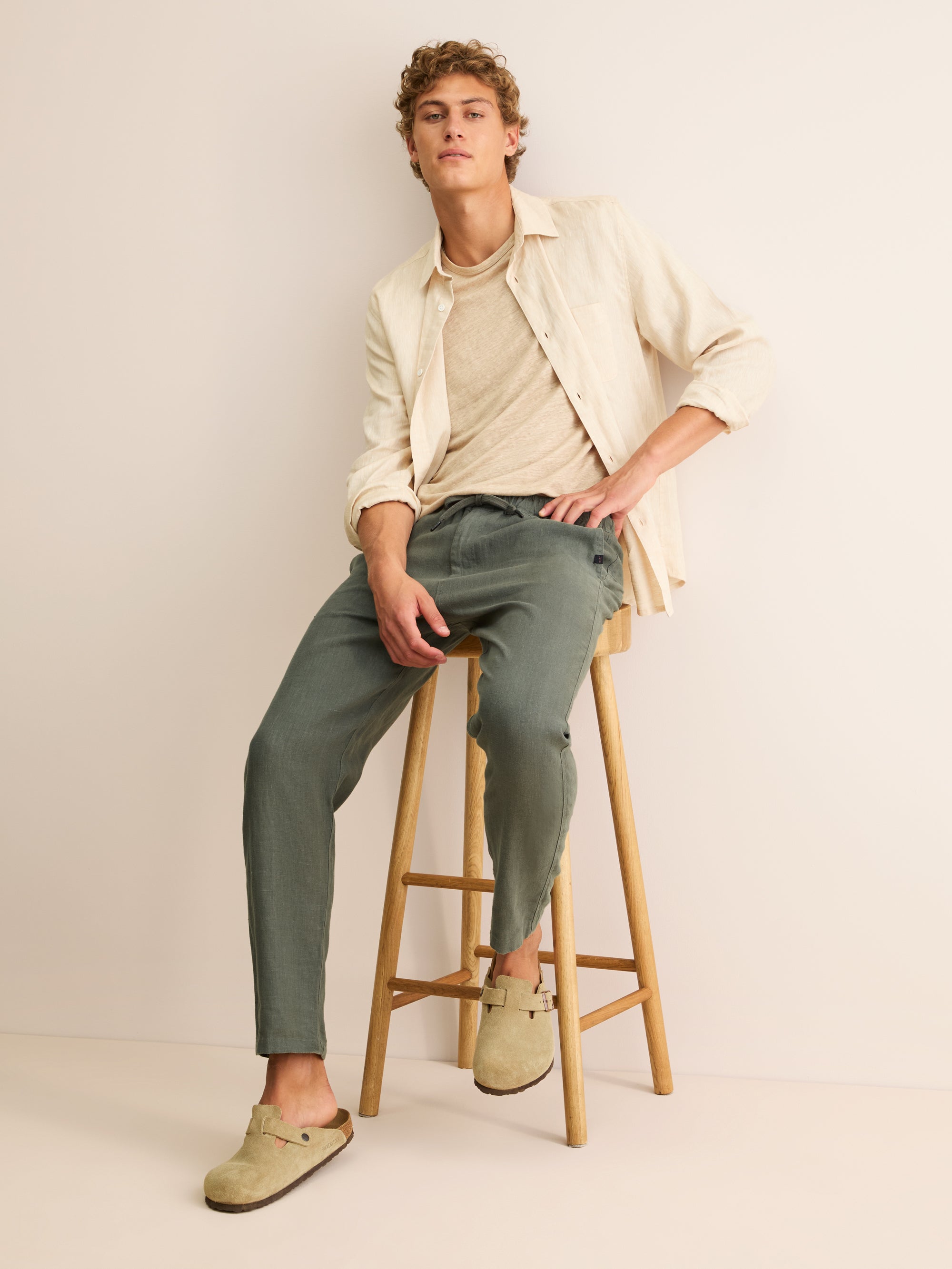 Men's Trousers Vienna Linen Khaki
