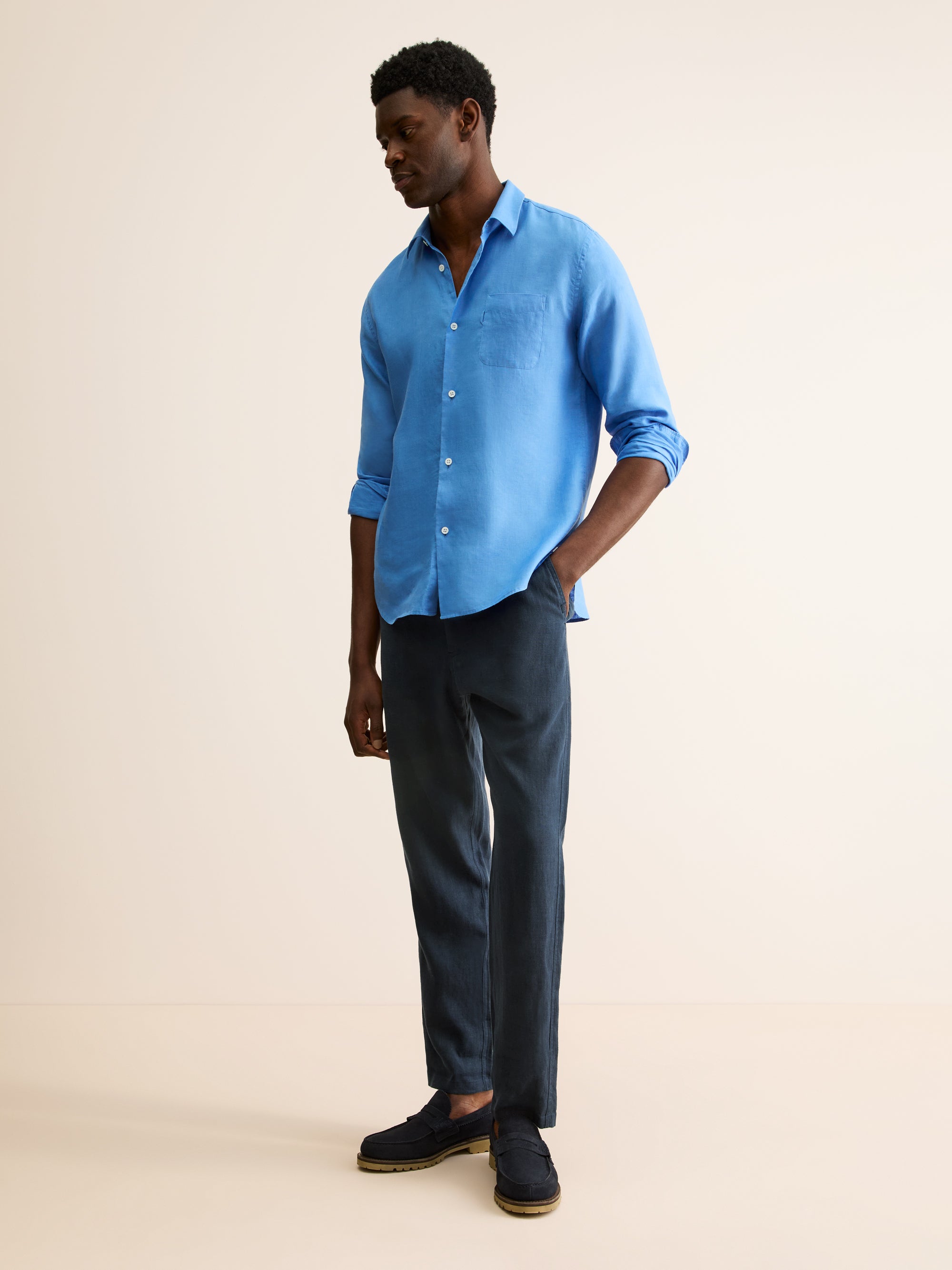 Men's Trousers Vienna Linen Navy