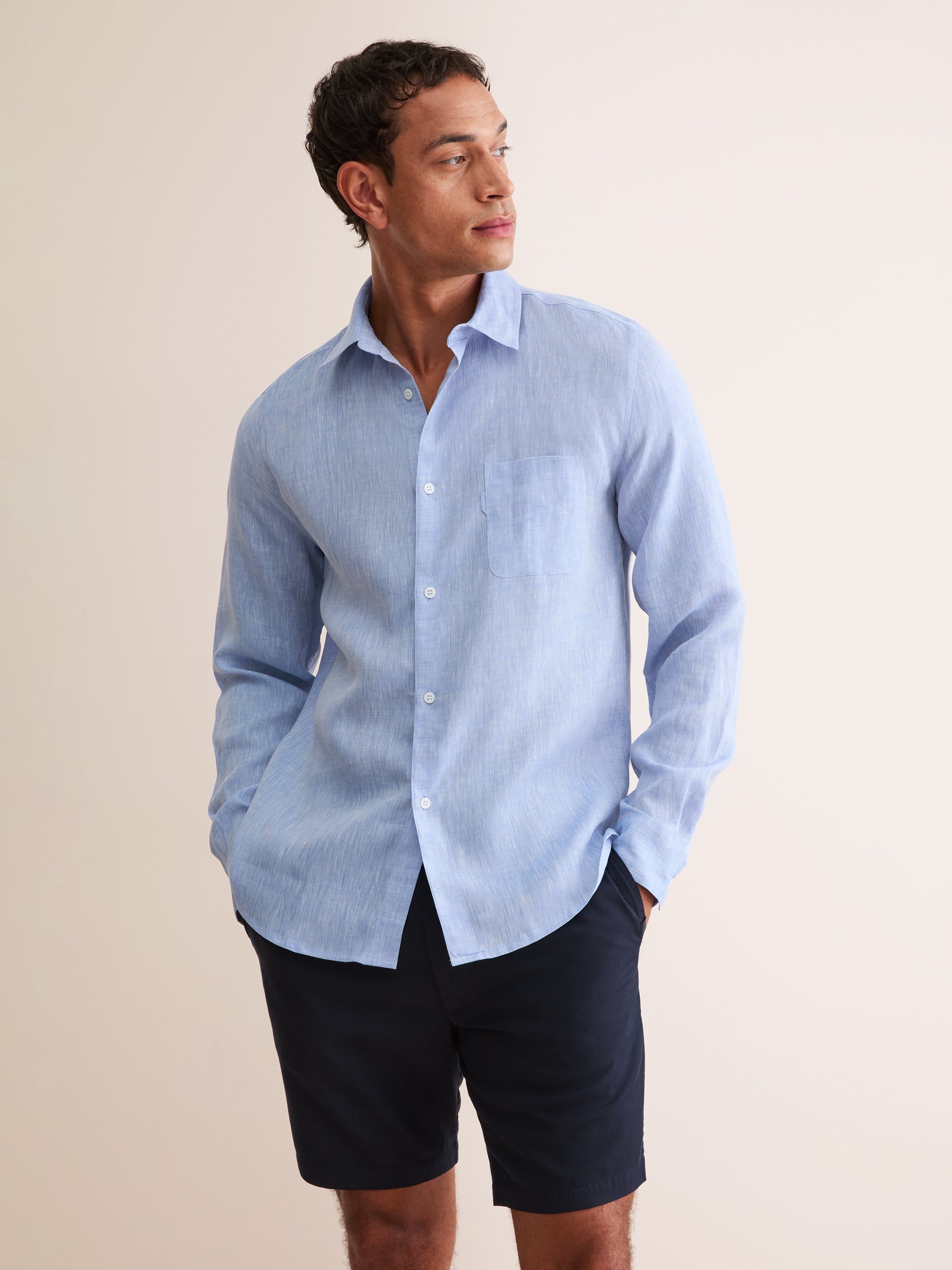 Men's Shirt Monaco Linen Blue