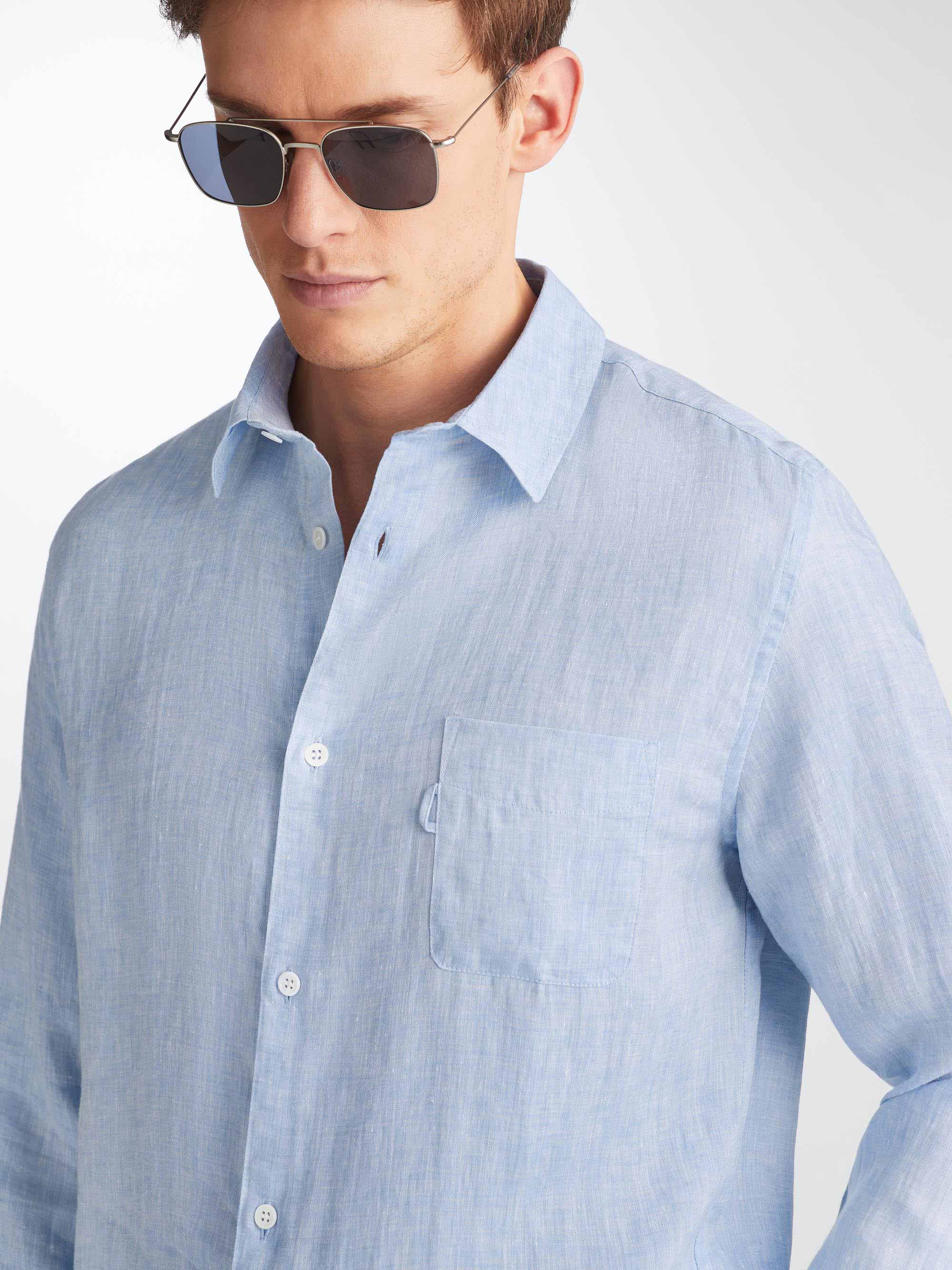 Men's Shirt Monaco Linen Blue