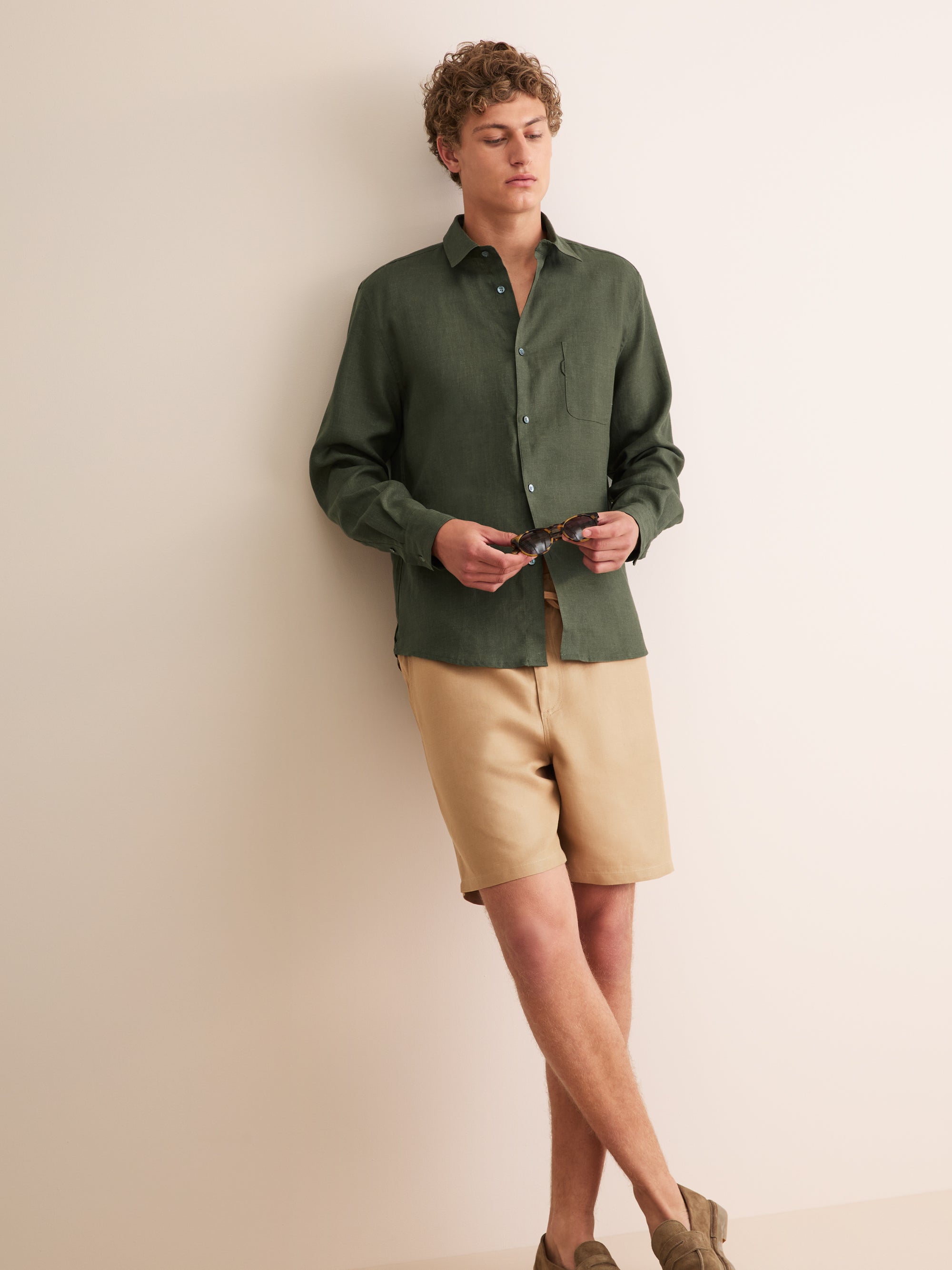 Men's Shirt Monaco Linen Khaki