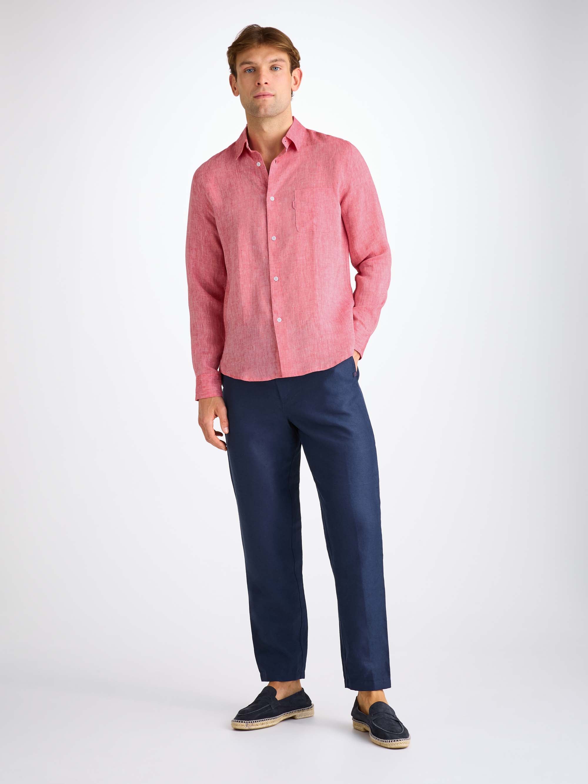 Men's Shirt Monaco Linen Red