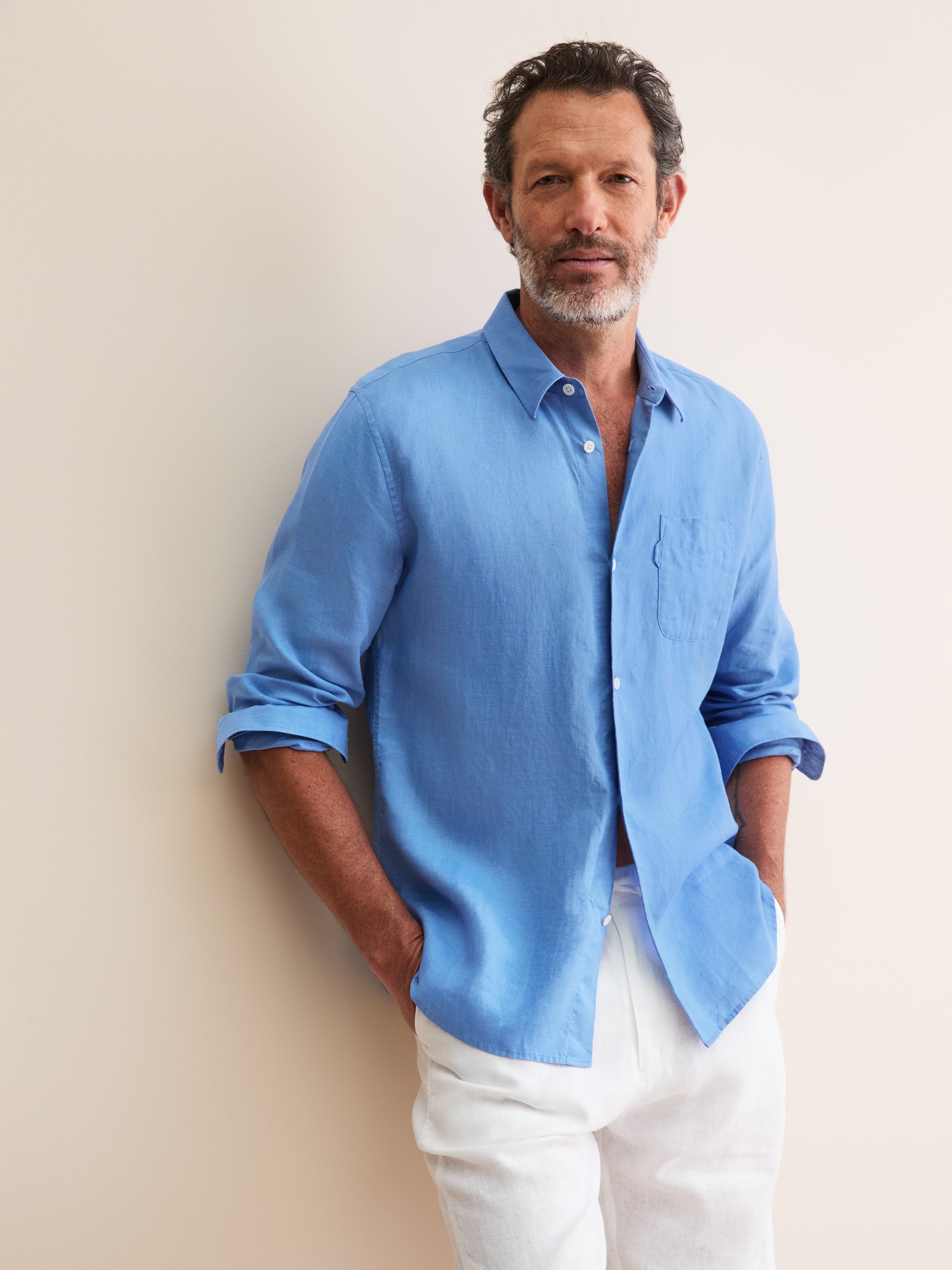 Men's Shirt Monaco Linen Santorini Blue