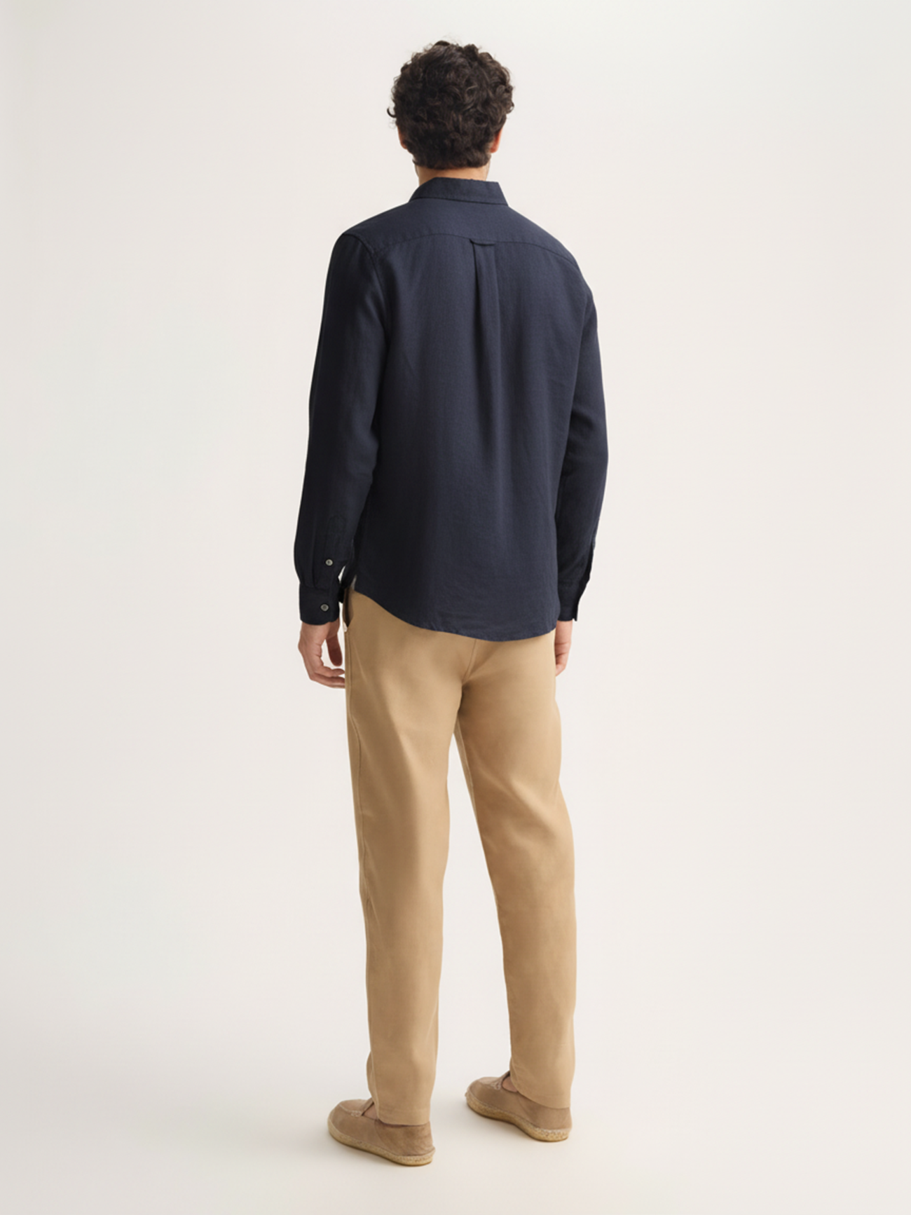 Men's Linen Shirt Monaco Long Sleeve Navy Blue