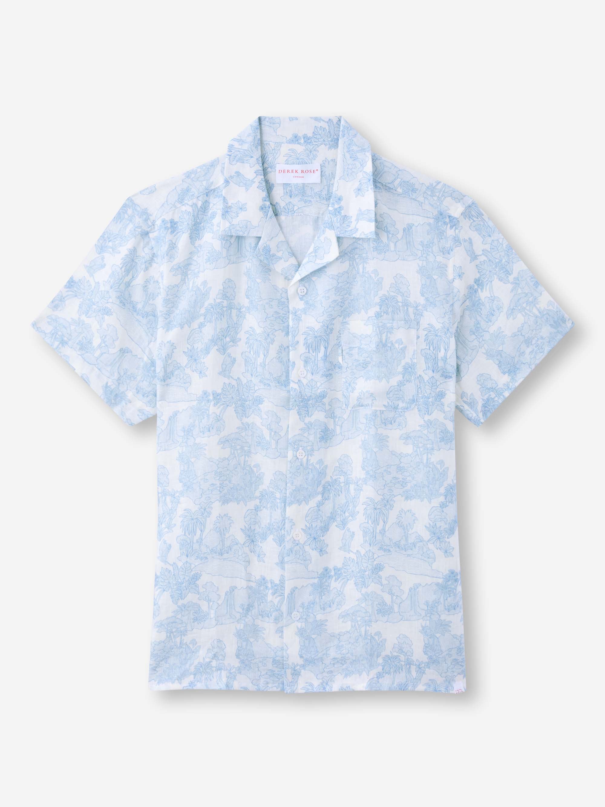 Men's Short Sleeve Shirt Milan 26 Linen White