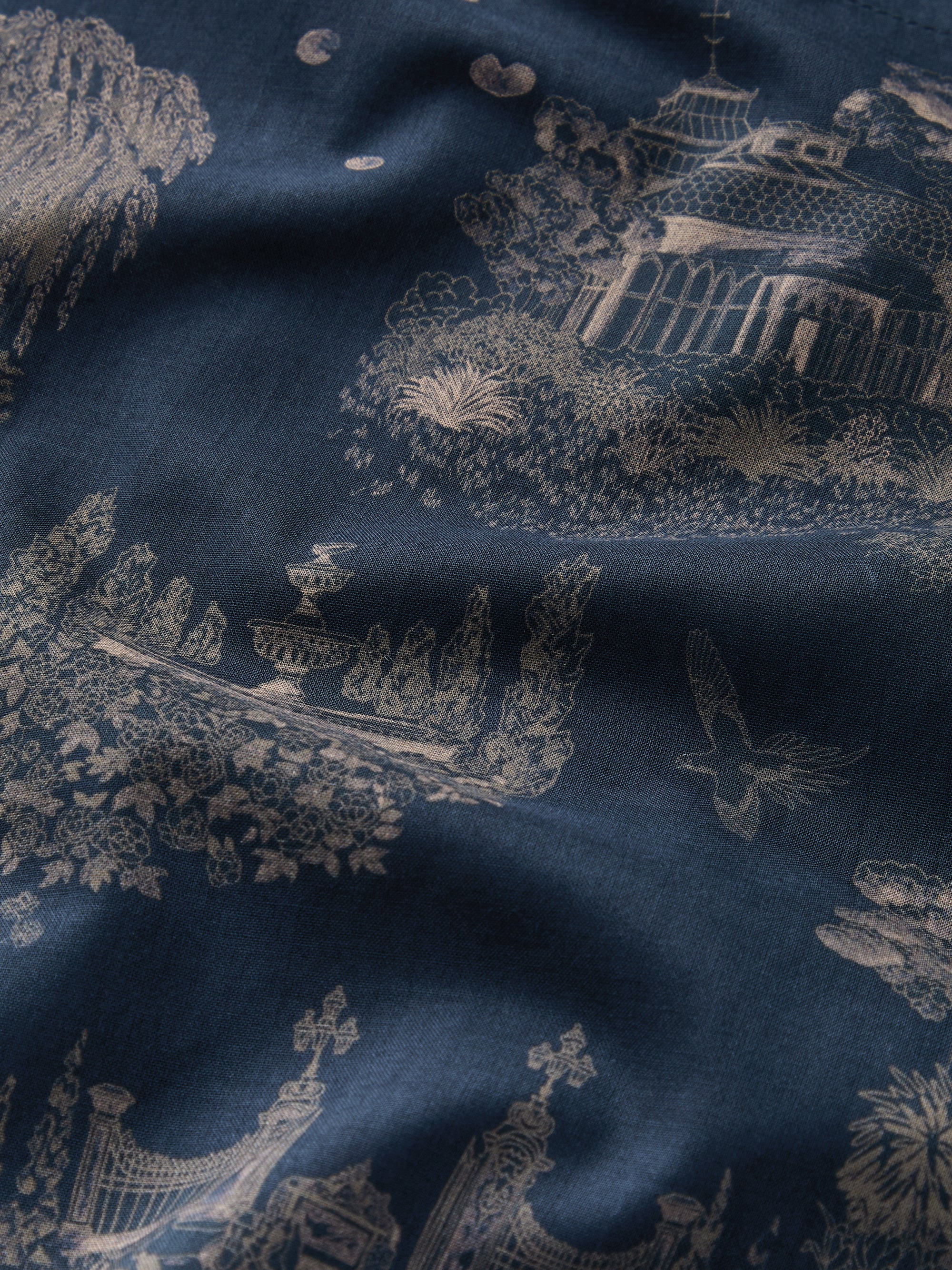 Men's Silk Pyjamas London Geo Cross Blue & Teal