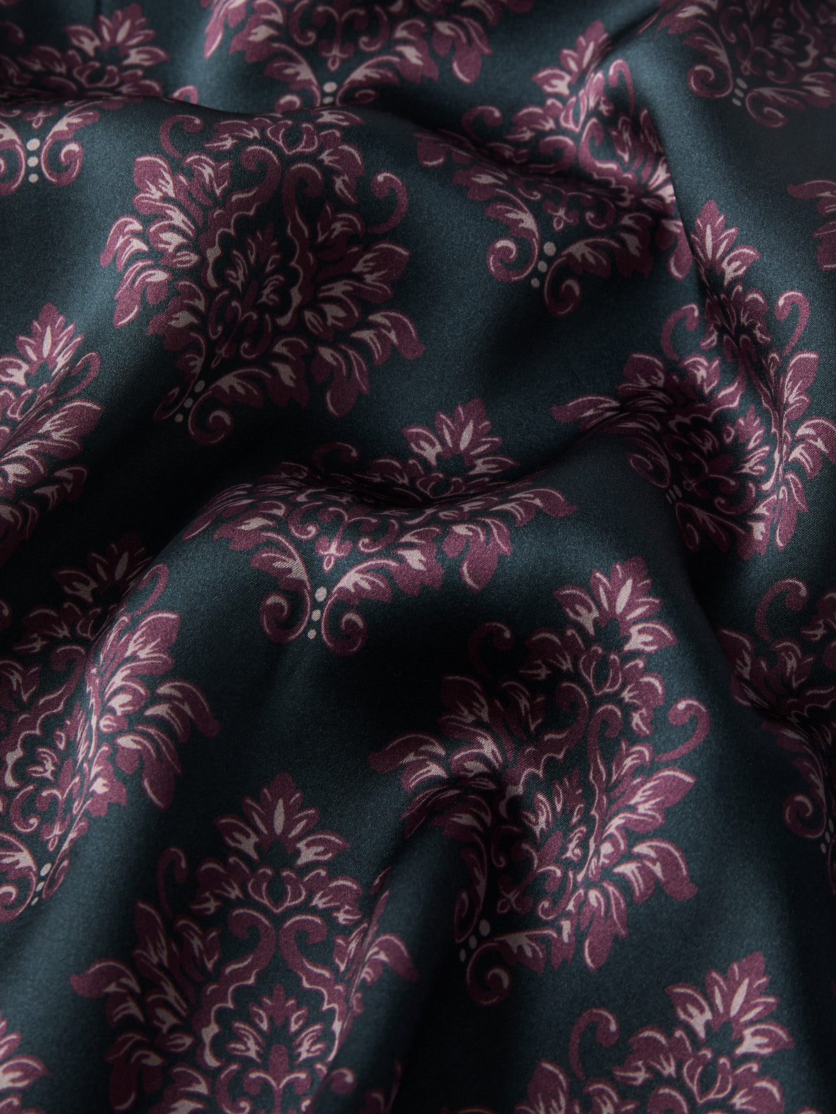 Brindisi Silk Pyjamas Midnight Navy & Wine Damask