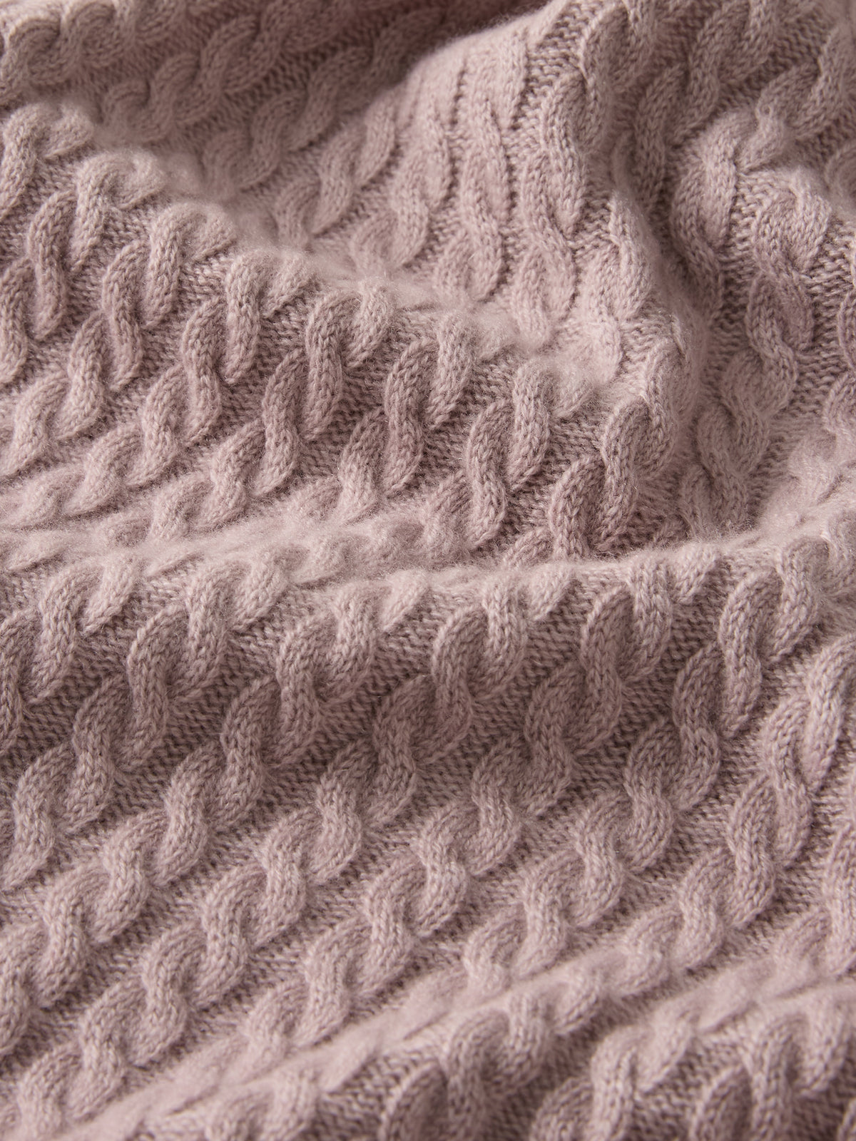 Sophie Cashmere Cable Knit Roll Neck Sweater Dusty Pink