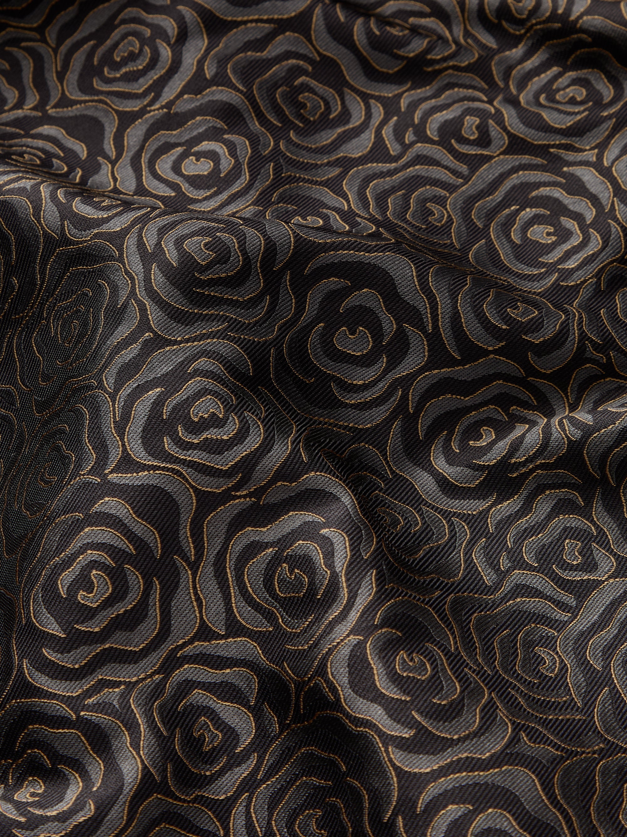 Verona Silk Jacquard Smoking Jacket Black Rose