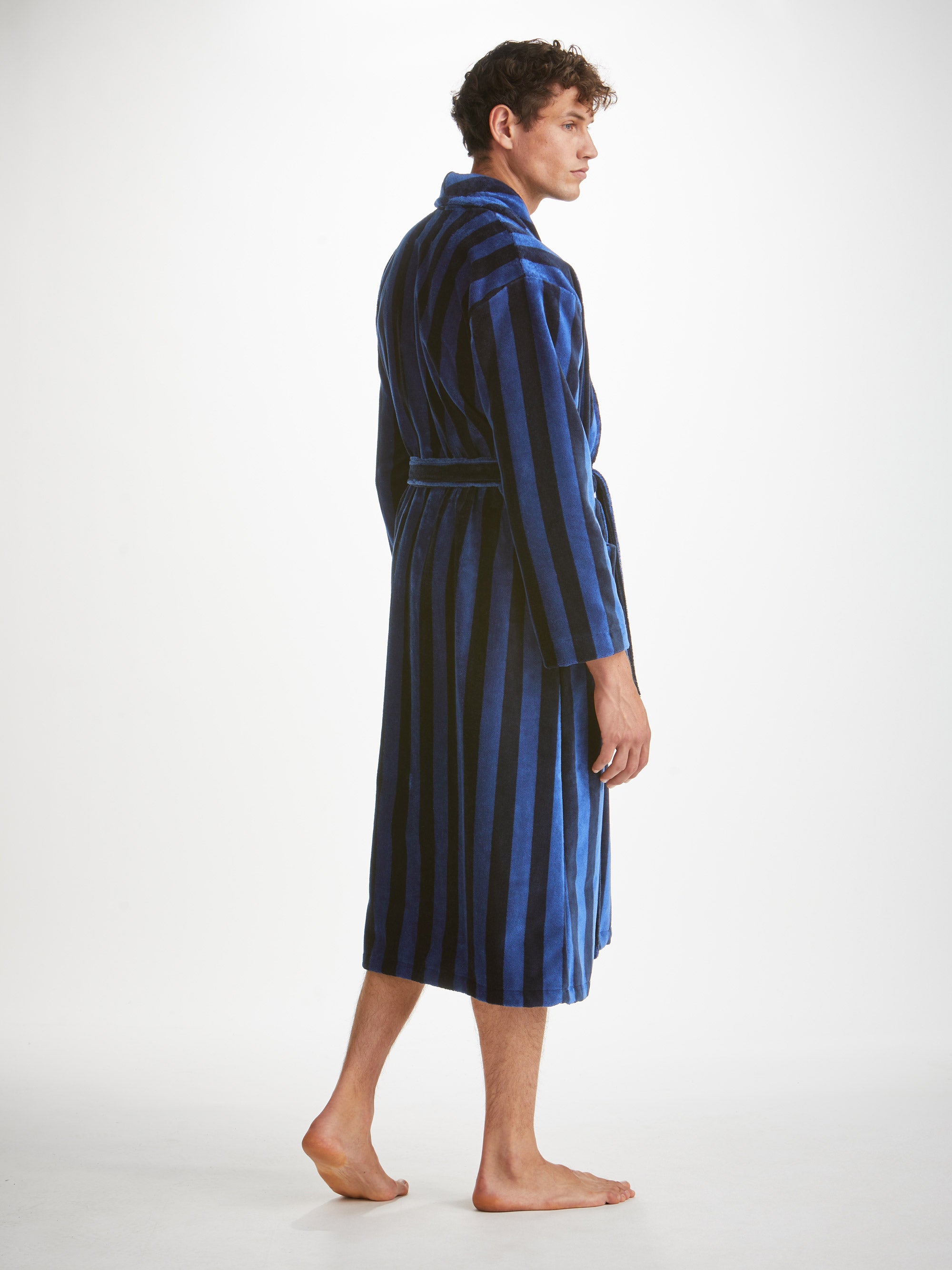 Men's Bathrobe Aston 36 Terry Cotton Navy