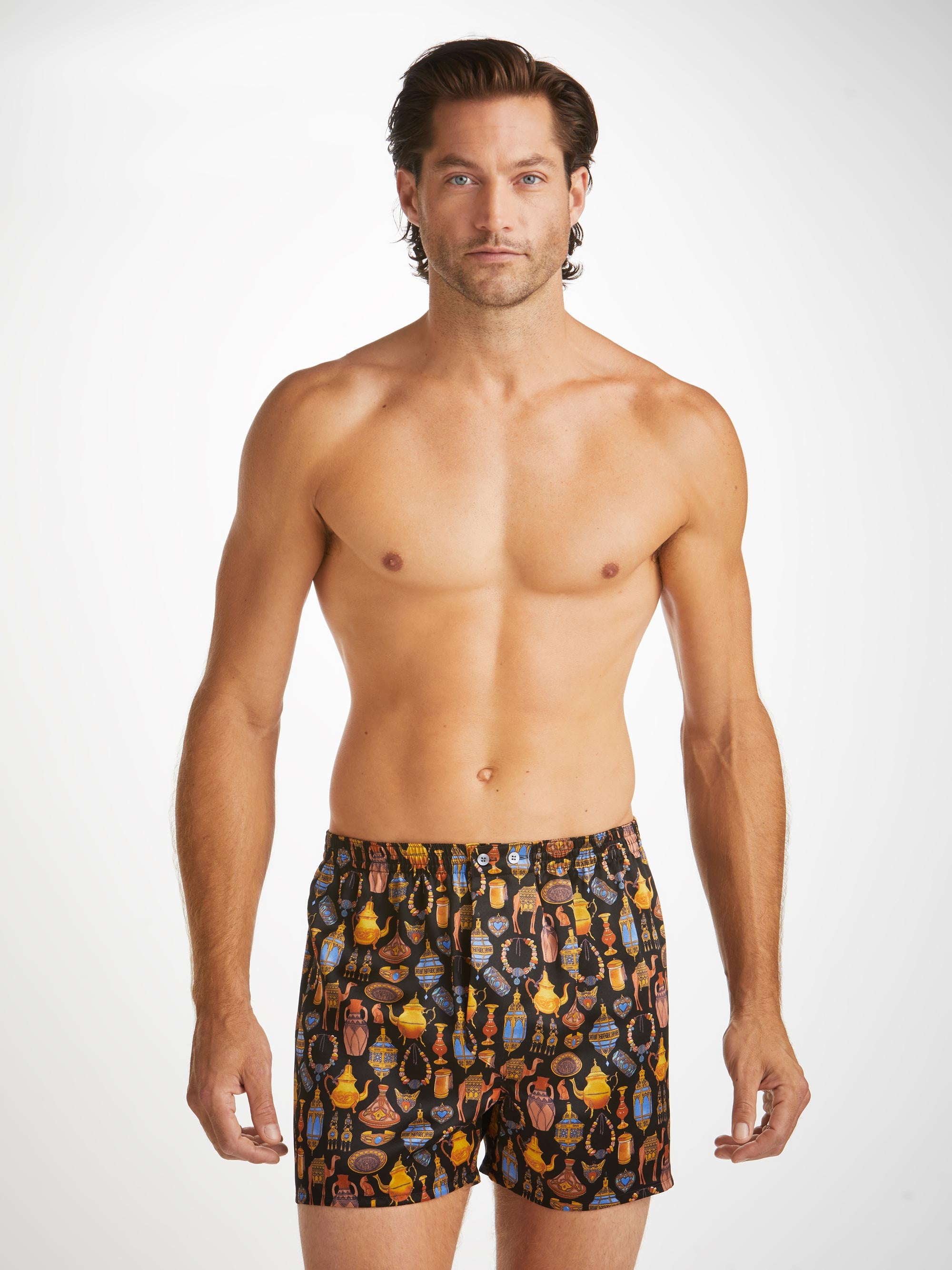 Men's Classic Fit Boxers Brindisi 100 Silk Satin Black