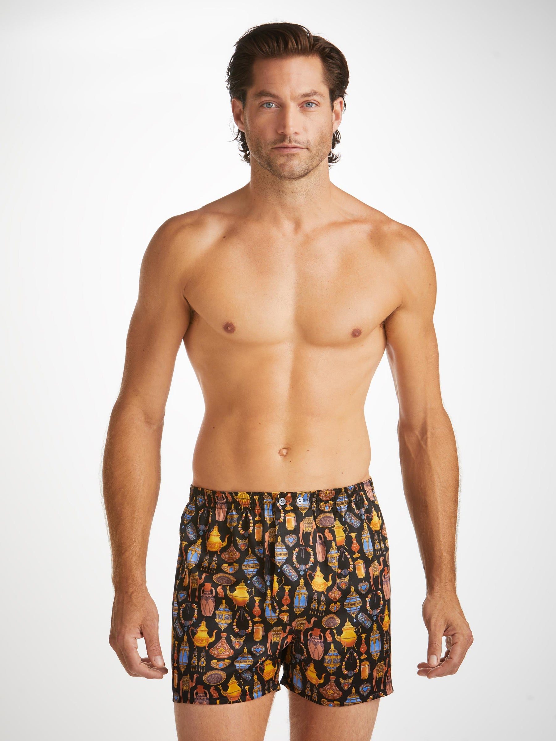 Men's Classic Fit Boxers Brindisi 100 Silk Satin Black