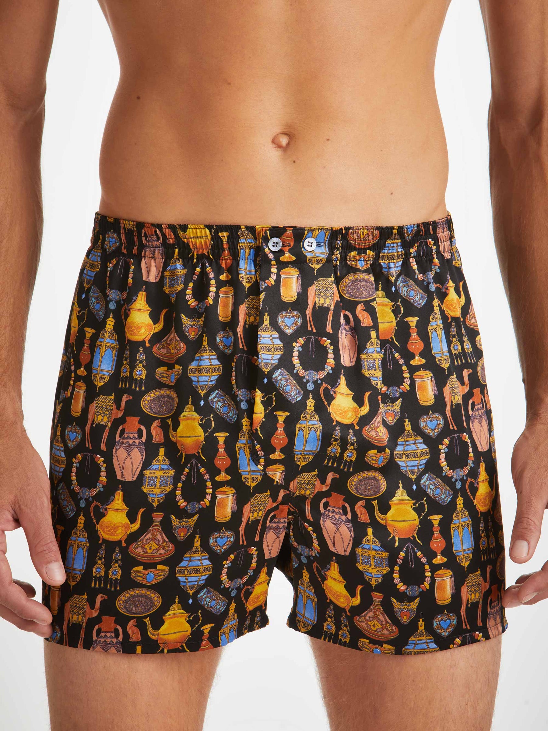 Men's Classic Fit Boxers Brindisi 100 Silk Satin Black
