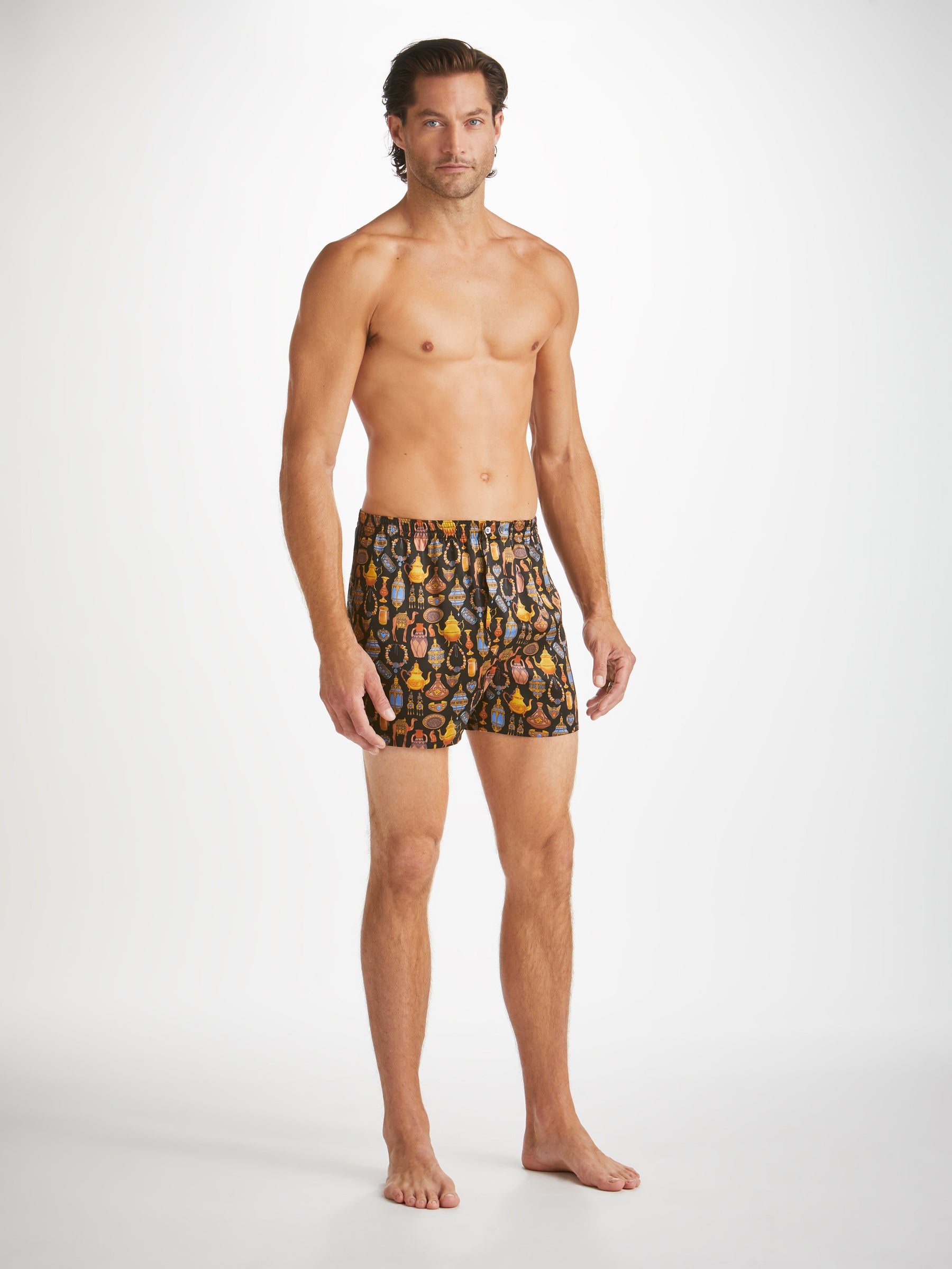 Men's Classic Fit Boxers Brindisi 100 Silk Satin Black