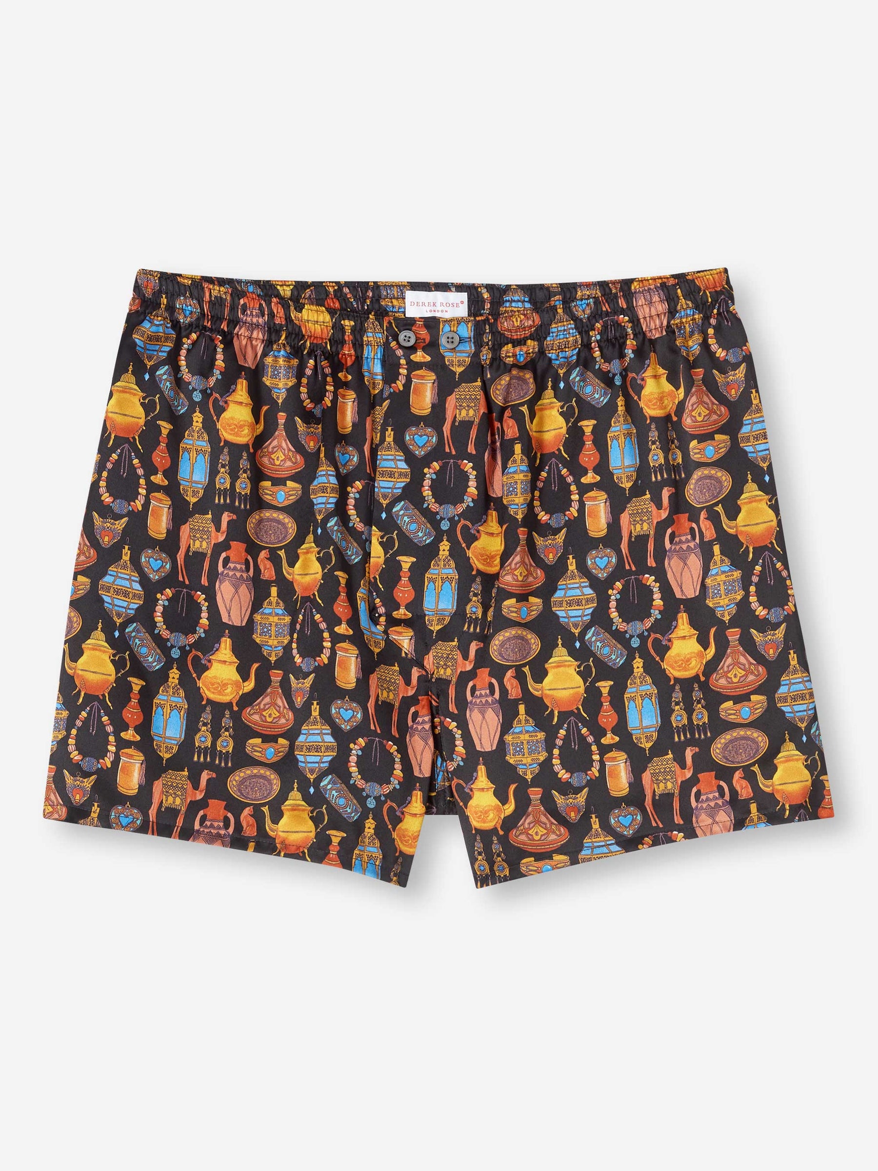 Men's Classic Fit Boxers Brindisi 100 Silk Satin Black