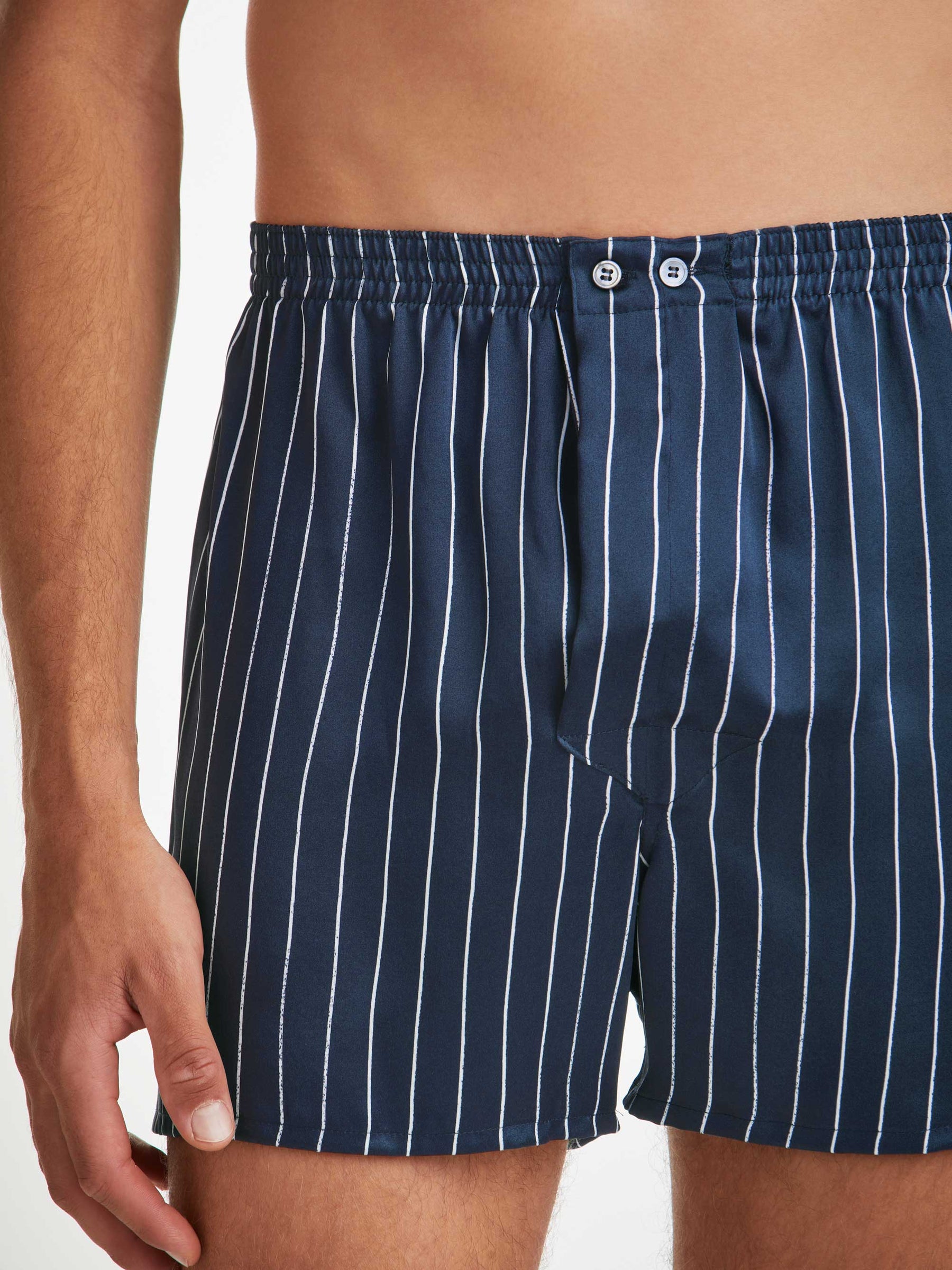Men's Classic Fit Boxers Brindisi 102 Silk Satin Navy