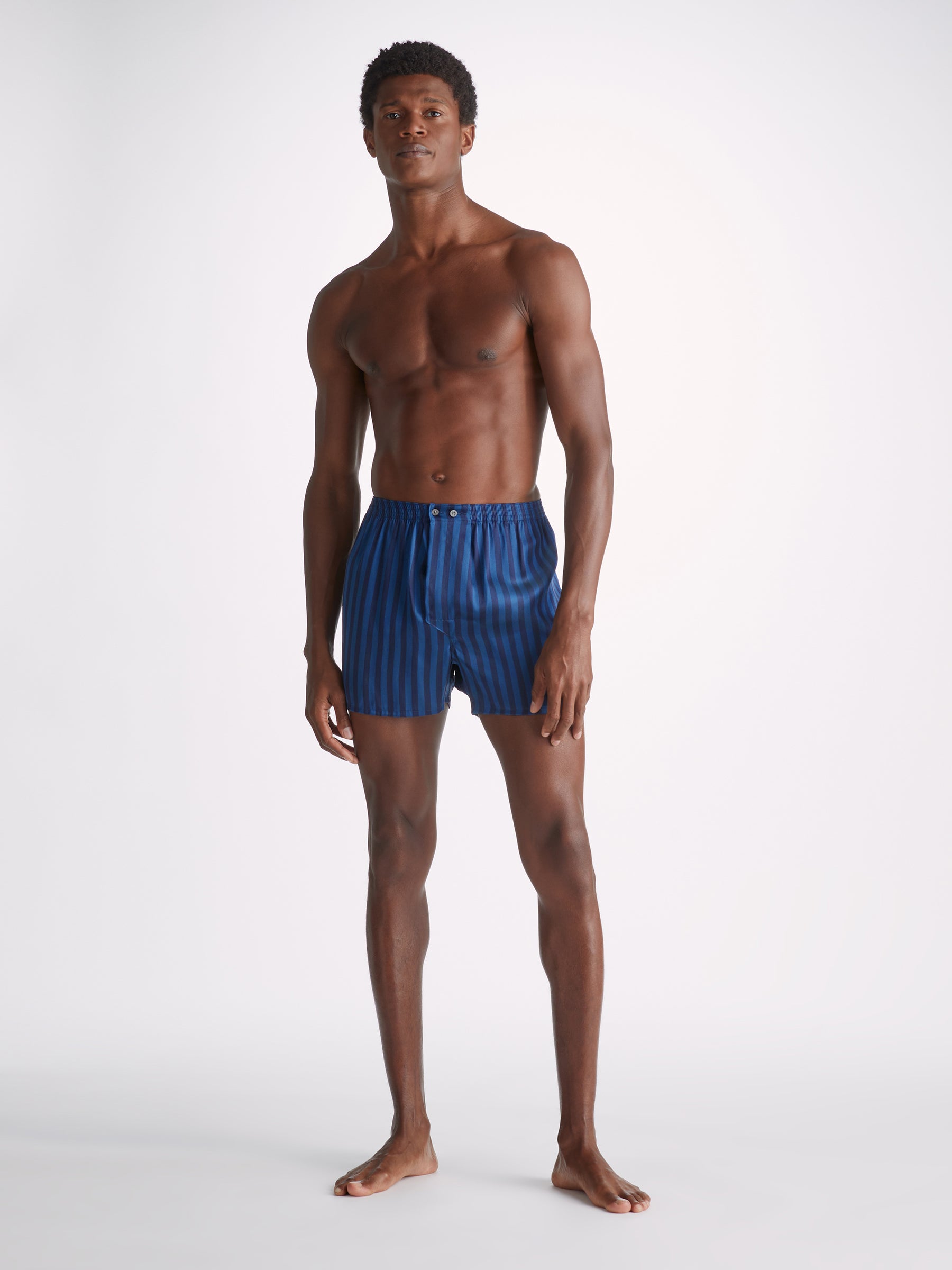Men's Classic Fit Boxers Brindisi 92 Silk Satin Navy