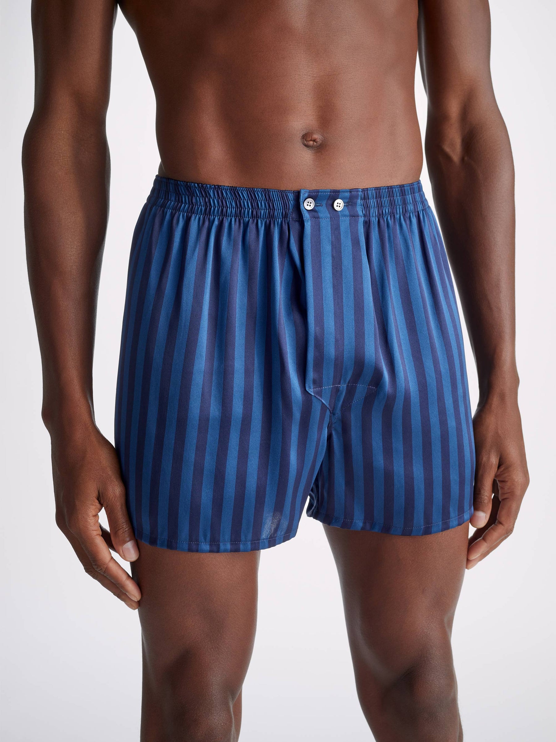 Men's Classic Fit Boxers Brindisi 92 Silk Satin Navy