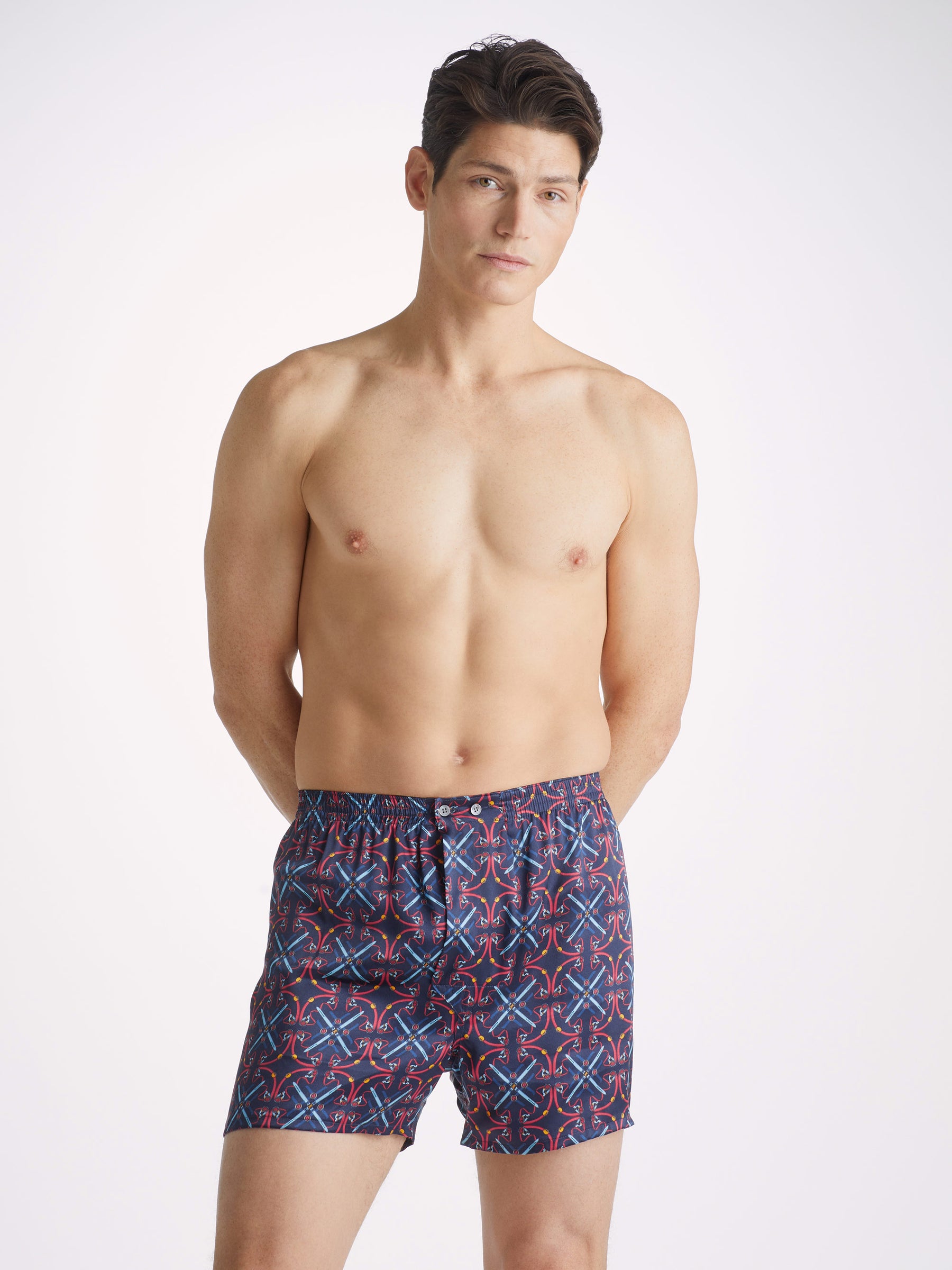 Men's Classic Fit Boxers Brindisi 93 Silk Satin Navy