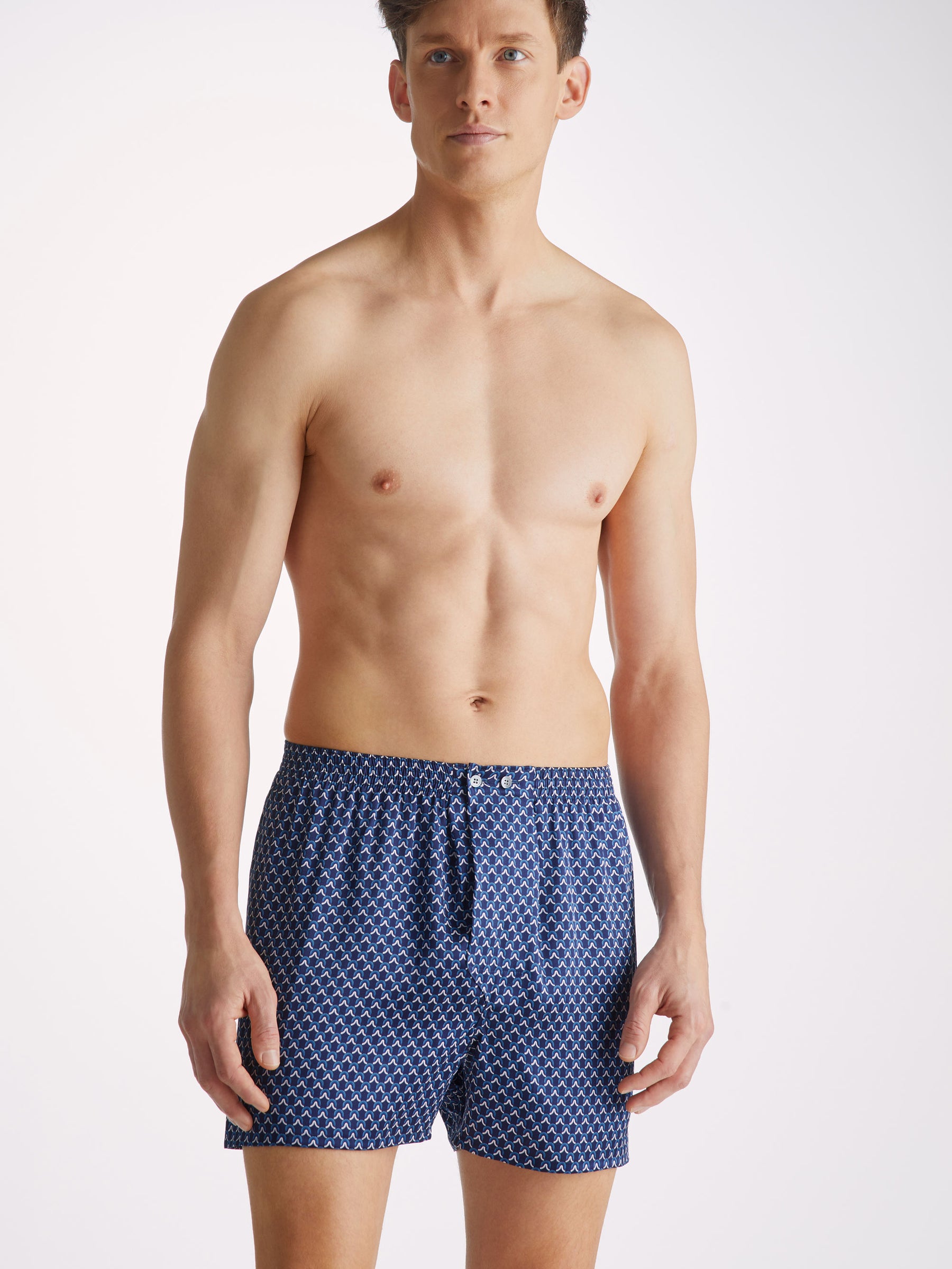 Men's Classic Fit Boxers Brindisi 94 Silk Satin Navy