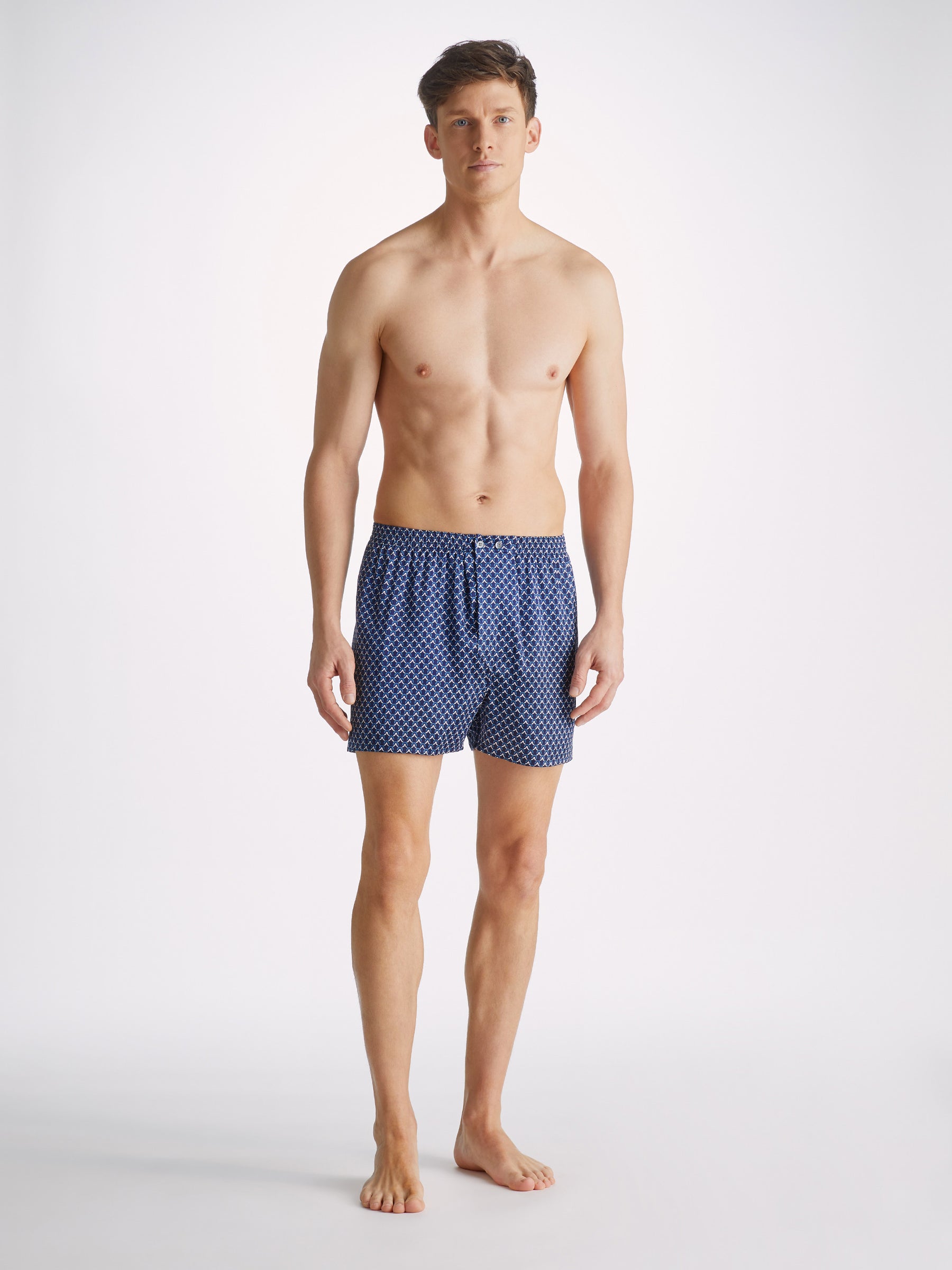 Men's Classic Fit Boxers Brindisi 94 Silk Satin Navy