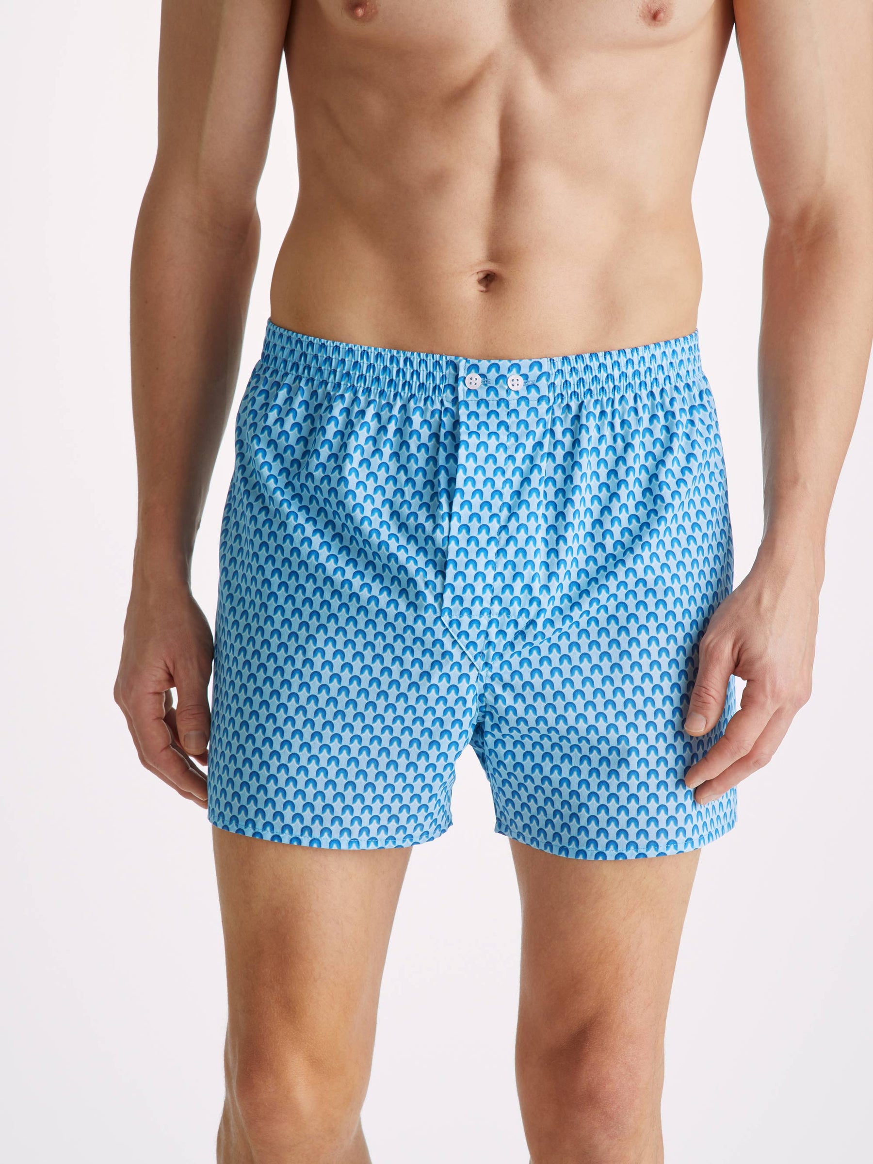 Men's Classic Fit Boxers Ledbury 65 Cotton Batiste Blue