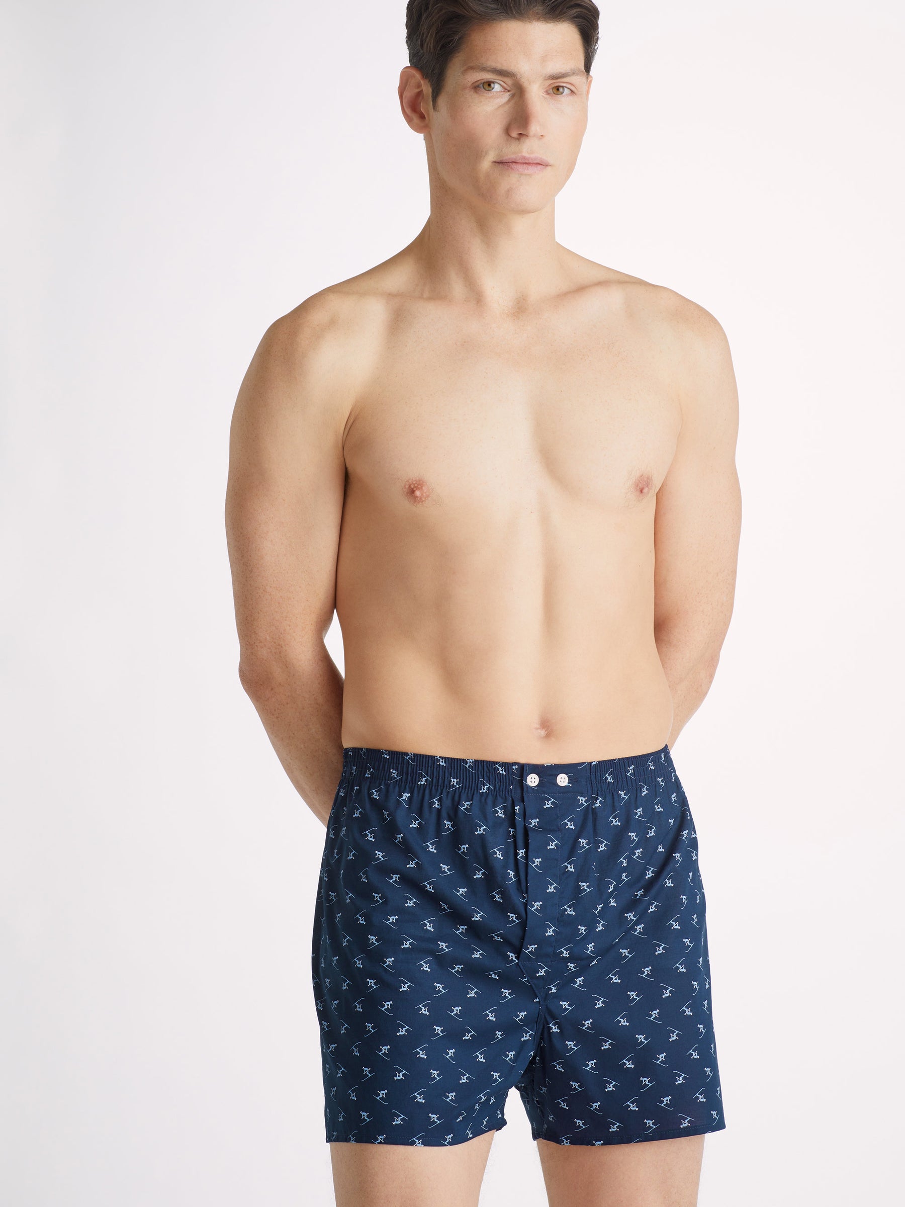 Men's Classic Fit Boxers Nelson 95 Cotton Batiste Blue
