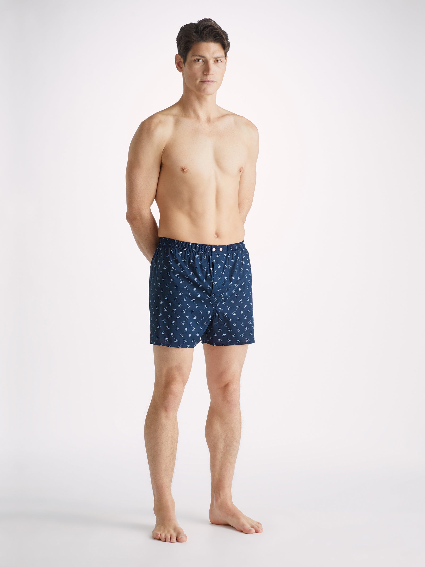 Men's Classic Fit Boxers Nelson 95 Cotton Batiste Blue
