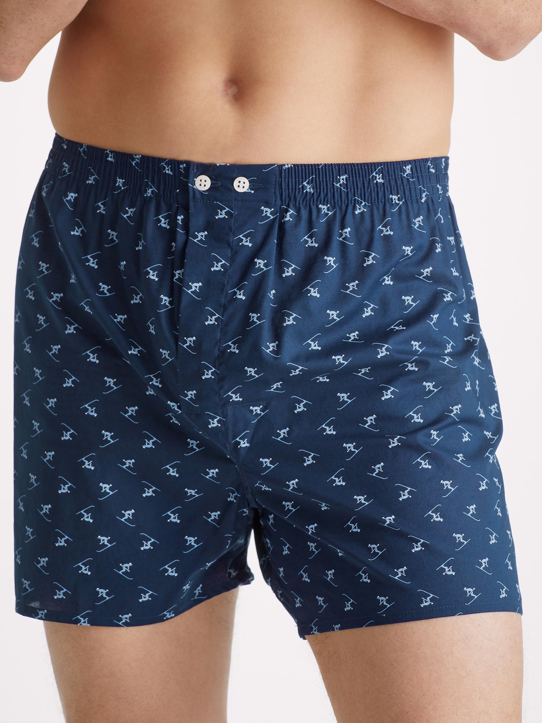 Men's Classic Fit Boxers Nelson 95 Cotton Batiste Blue