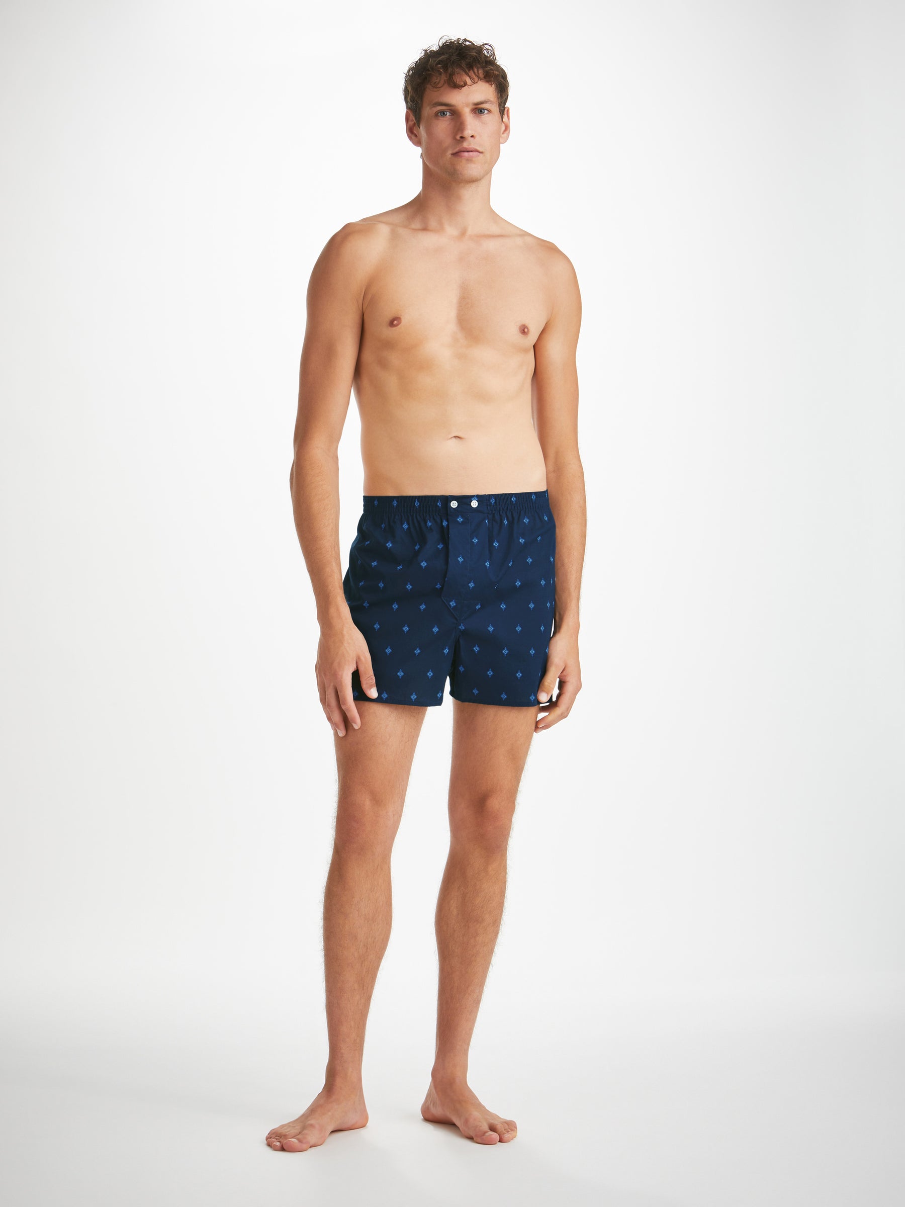 Men's Classic Fit Boxers Nelson 98 Cotton Batiste Navy