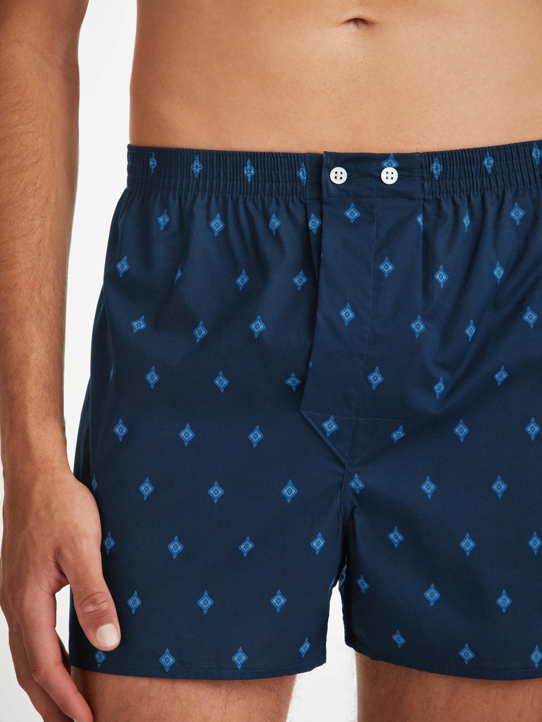 Men's Classic Fit Boxers Nelson 98 Cotton Batiste Navy