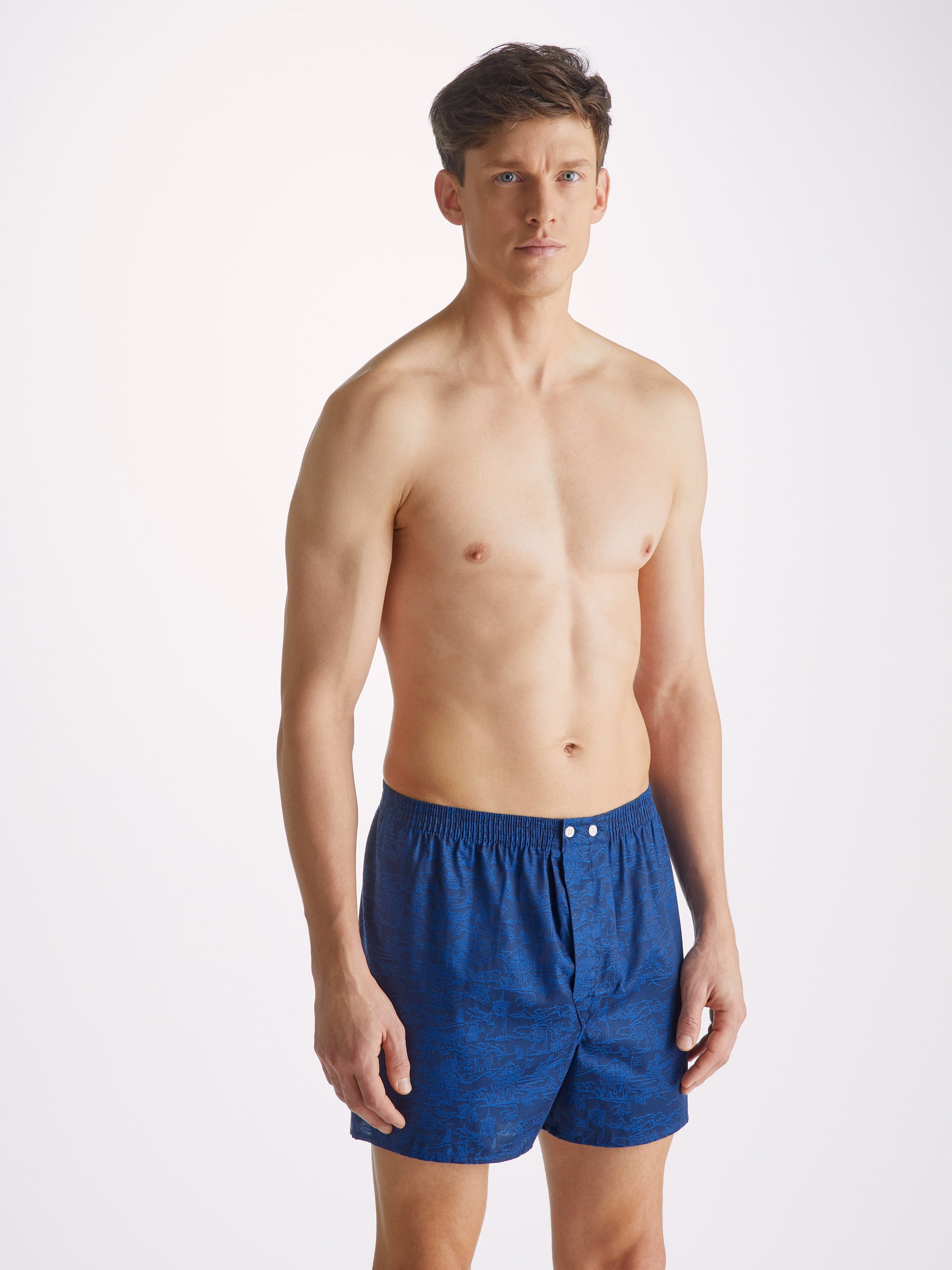 Men's Classic Fit Boxers Paris 25 Cotton Jacquard Navy