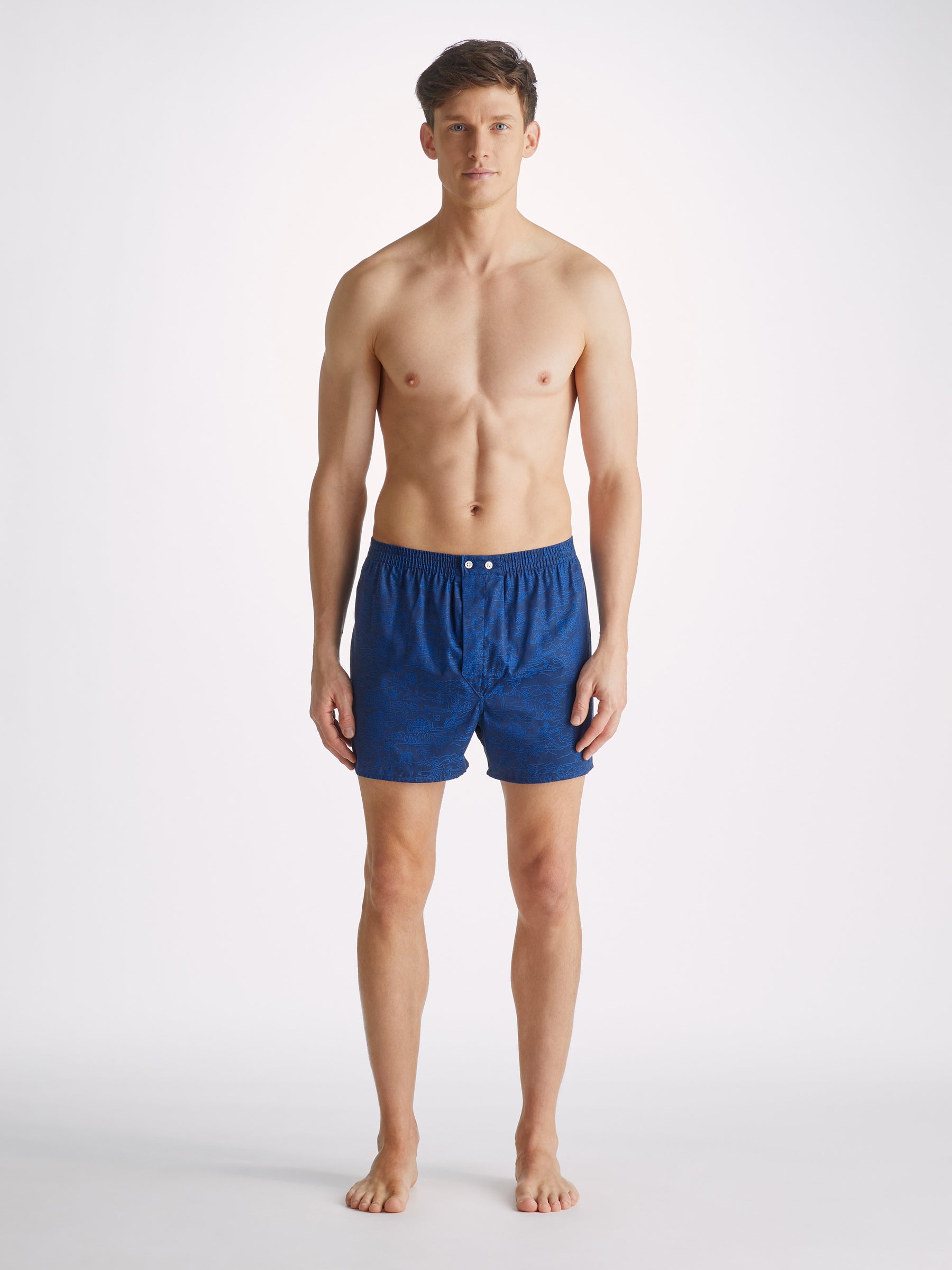 Men's Classic Fit Boxers Paris 25 Cotton Jacquard Navy