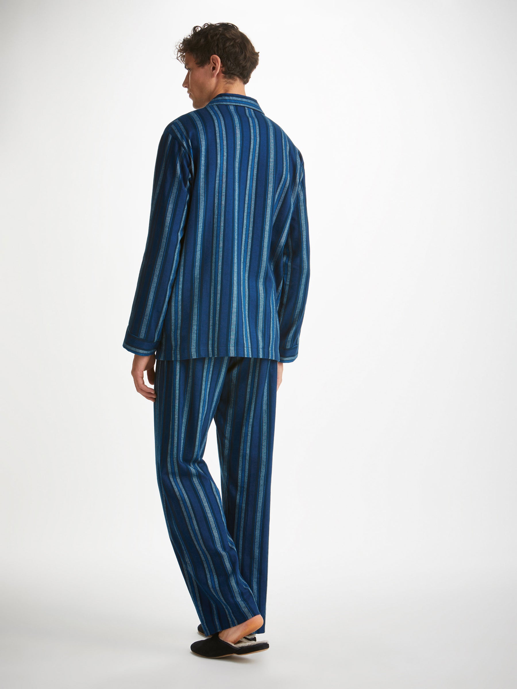 Men's Classic Fit Pyjamas Kelburn 38 Brushed Cotton Blue