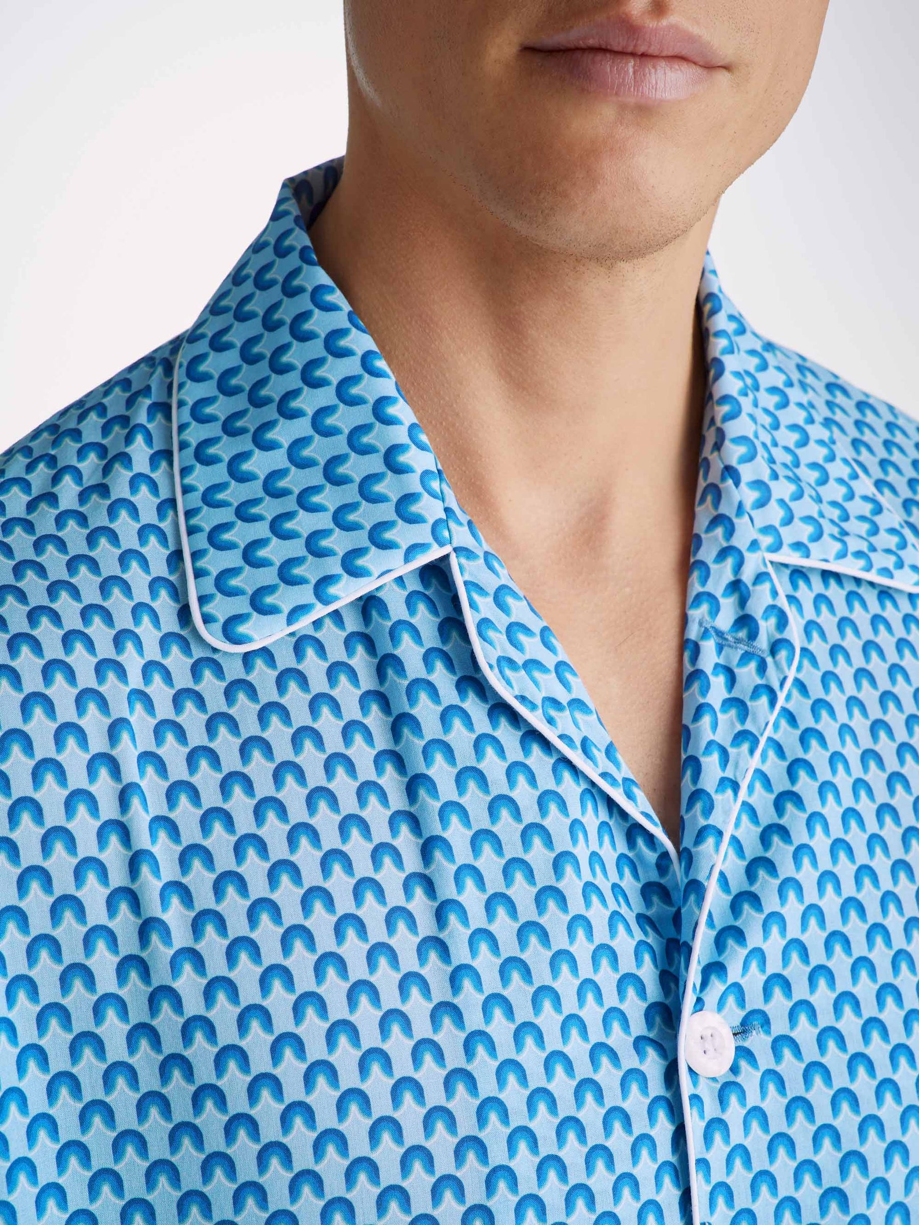 Men's Classic Fit Pyjamas Ledbury 65 Cotton Batiste Blue