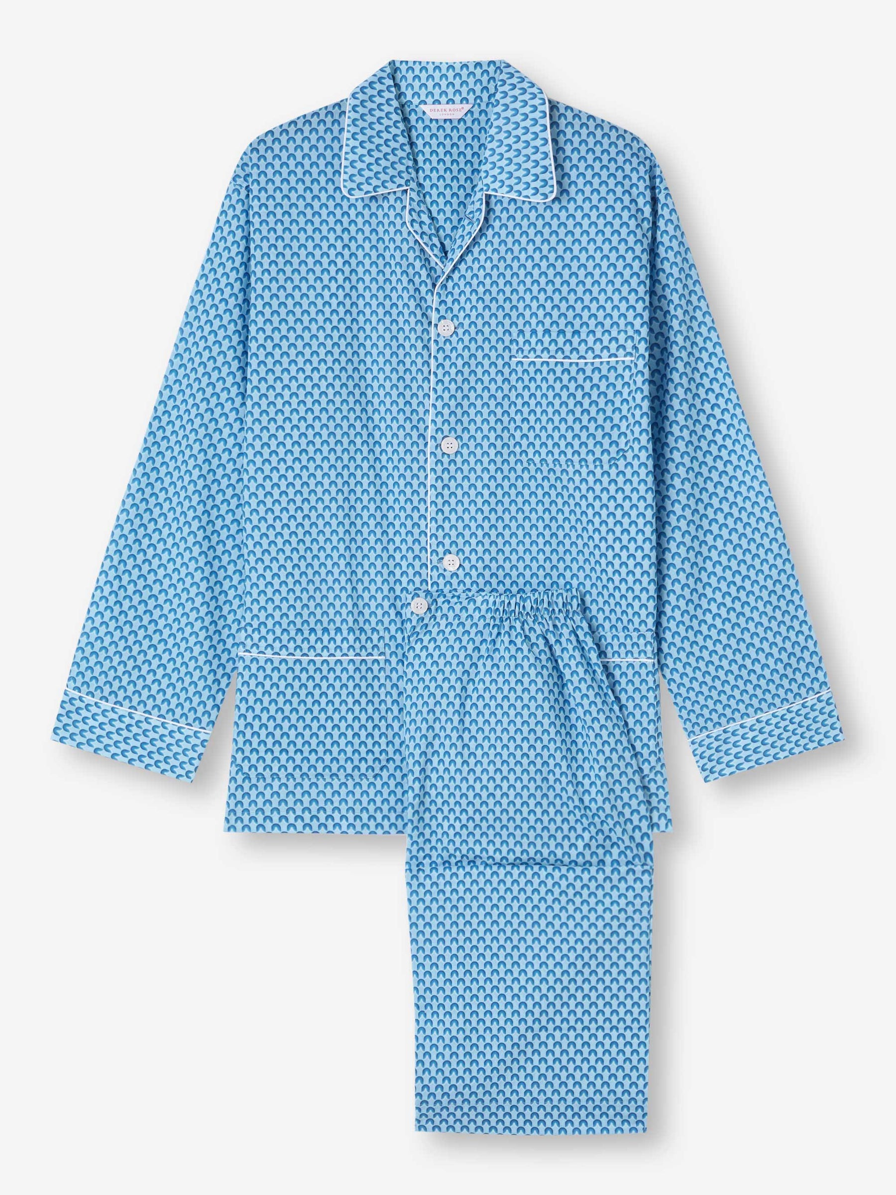 Men's Classic Fit Pyjamas Ledbury 65 Cotton Batiste Blue