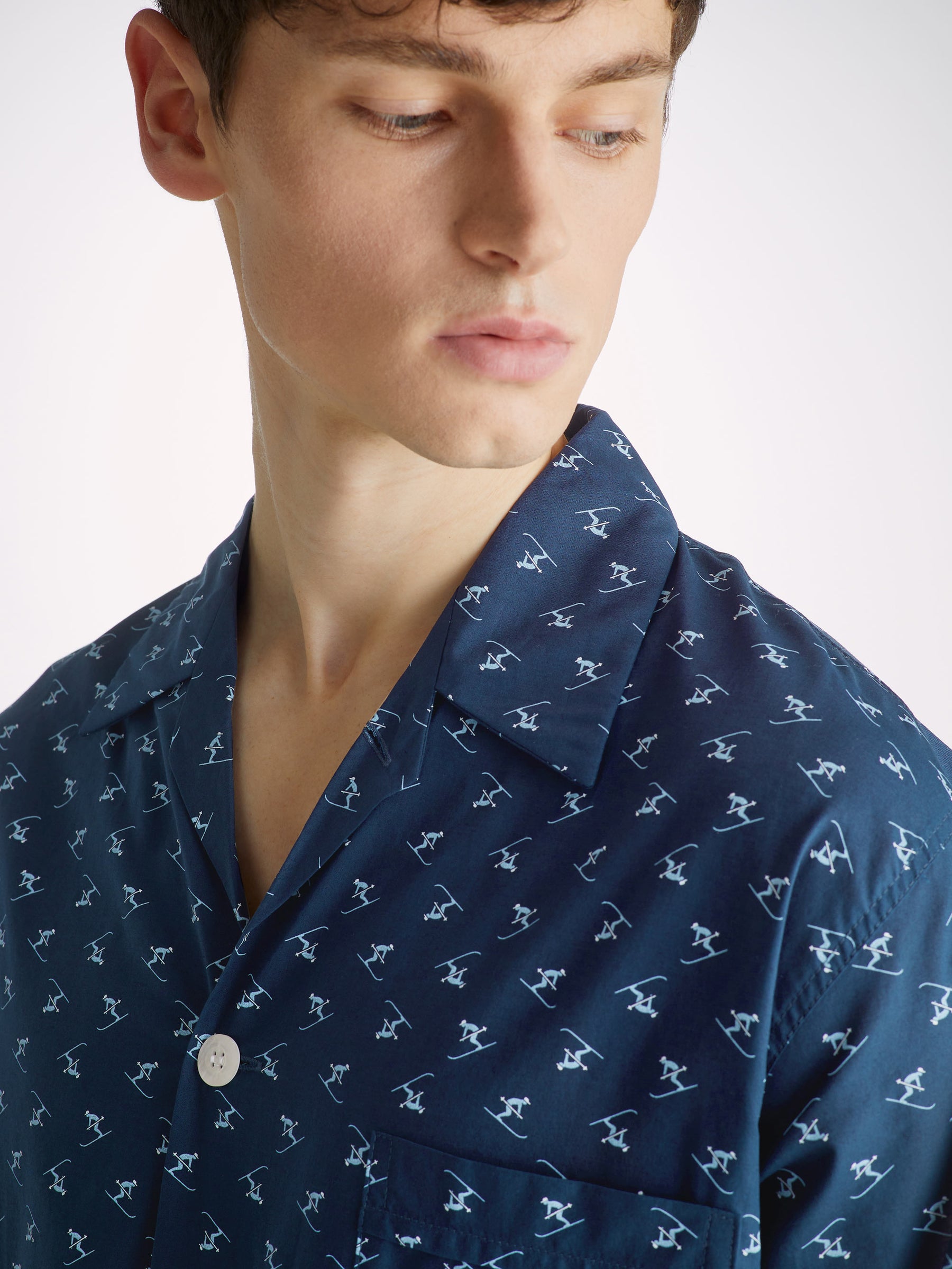 Men's Classic Fit Pyjamas Nelson 95 Cotton Batiste Blue