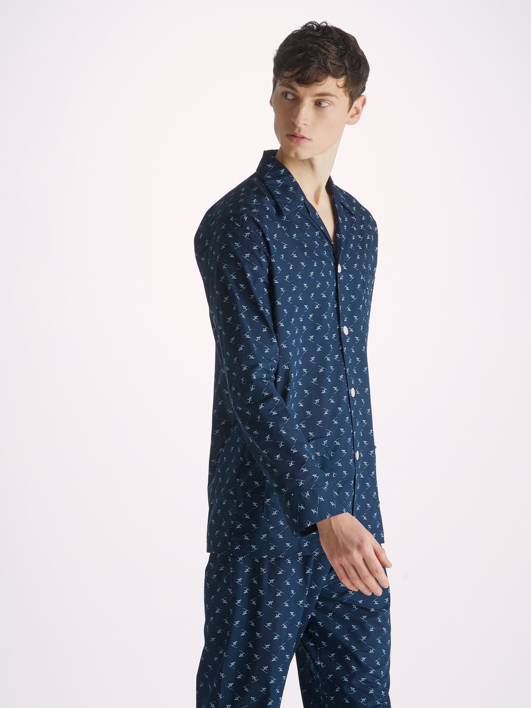 Men's Classic Fit Pyjamas Nelson 95 Cotton Batiste Blue