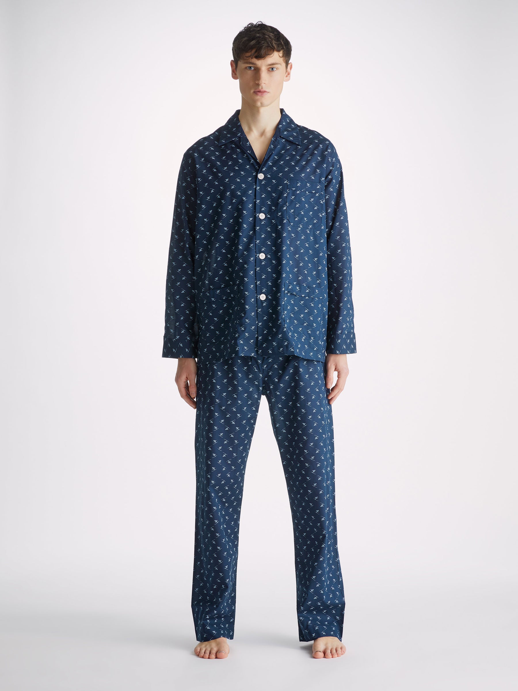 Men's Classic Fit Pyjamas Nelson 95 Cotton Batiste Blue